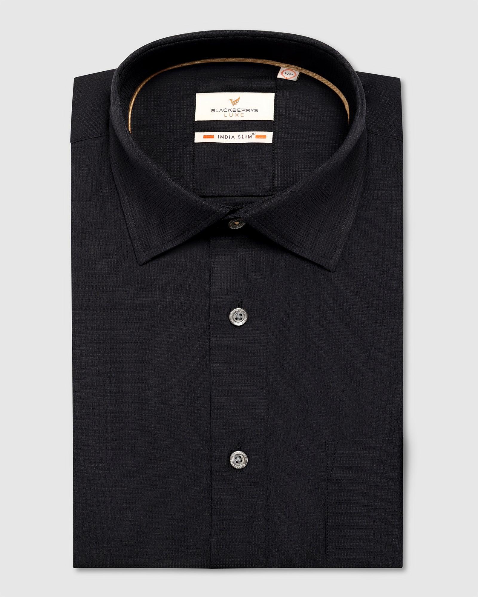 Luxe Formal Black Textured Shirt - Hazel - Image 5