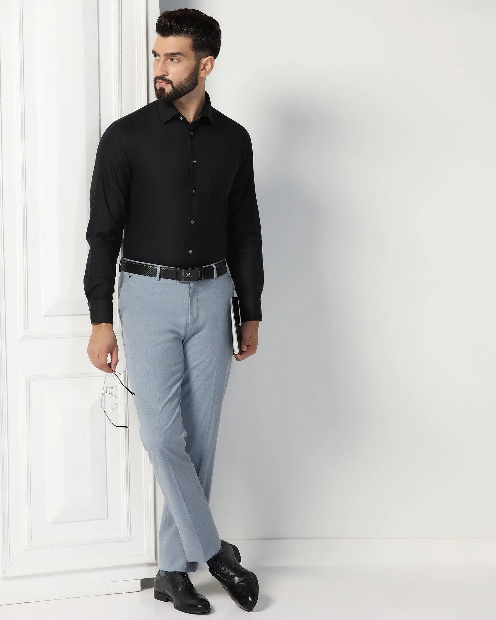 Luxe Formal Black Textured Shirt - Hazel - Image 7