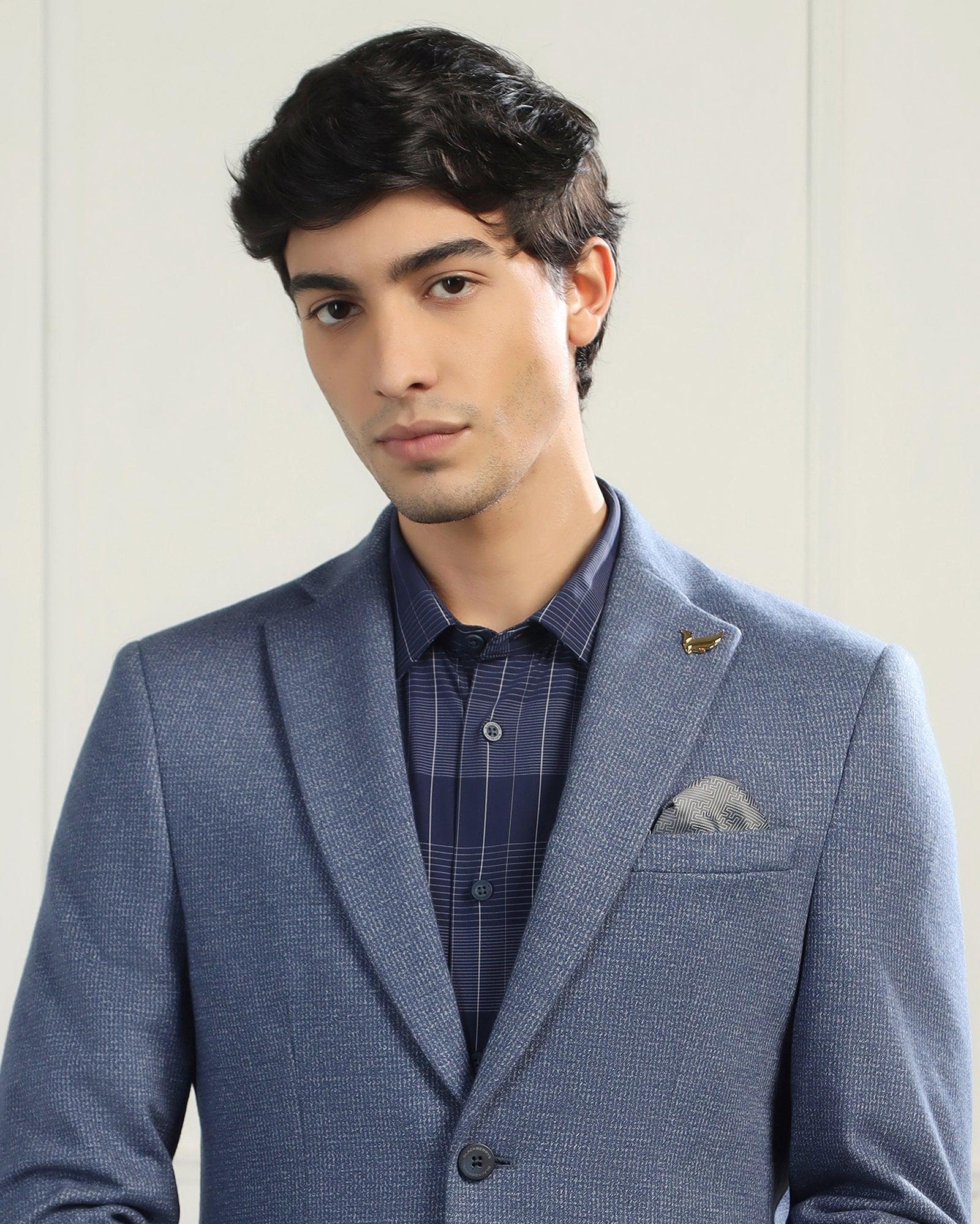 Luxe Formal Blue Textured Blazer - Baleno - Image 5