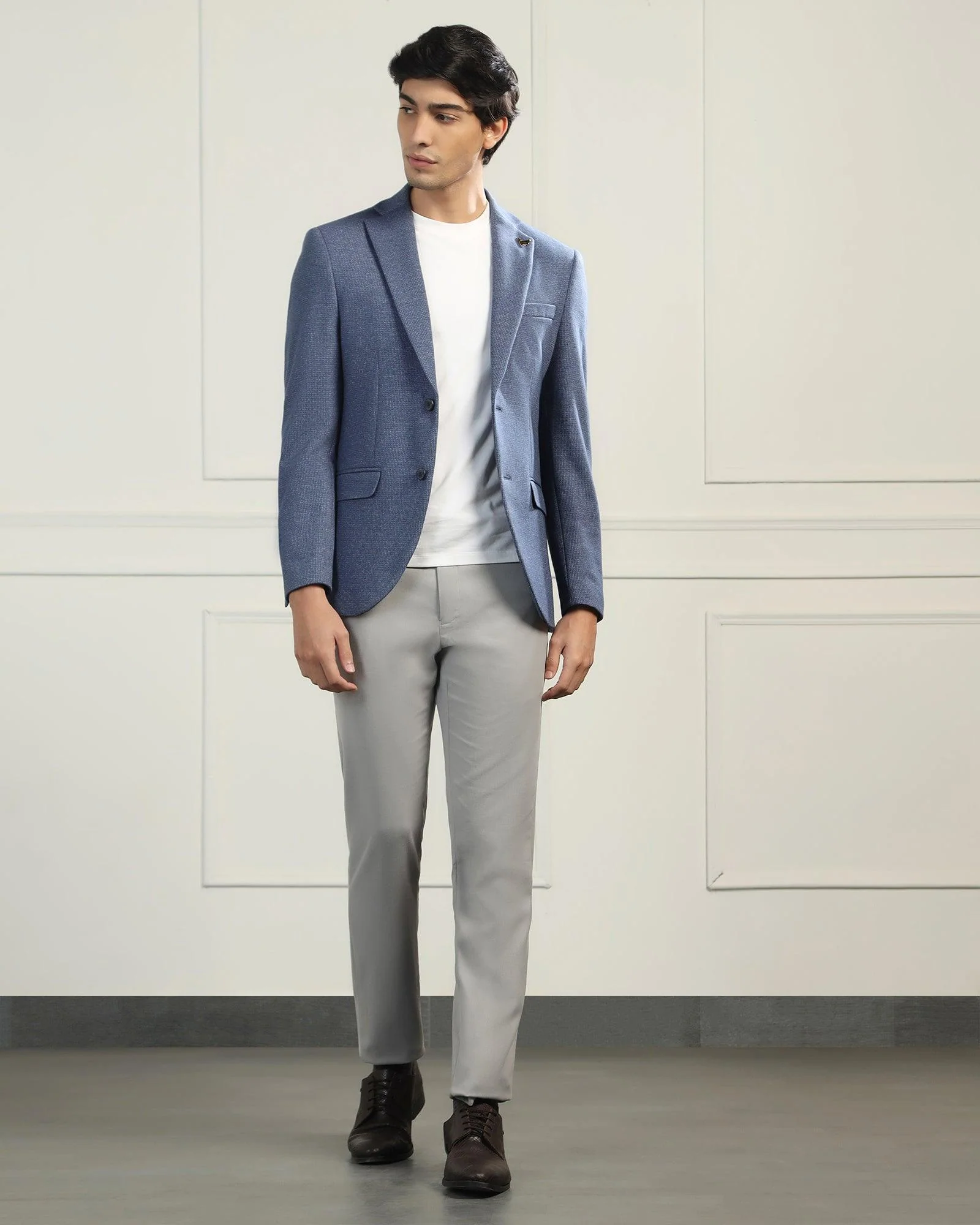 Luxe Formal Blue Textured Blazer - Baleno - Image 7