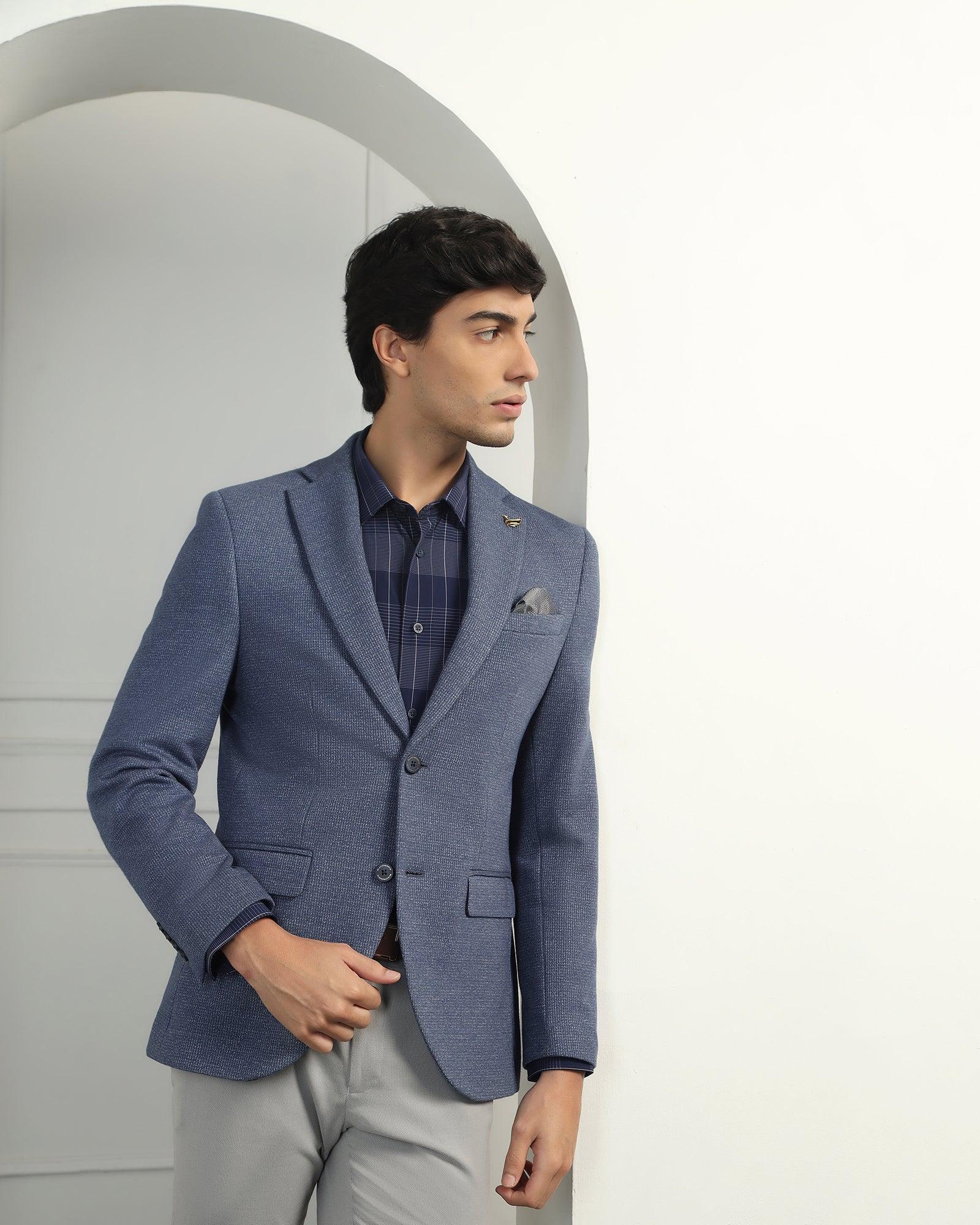 Luxe Formal Blue Textured Blazer - Baleno - Image 9