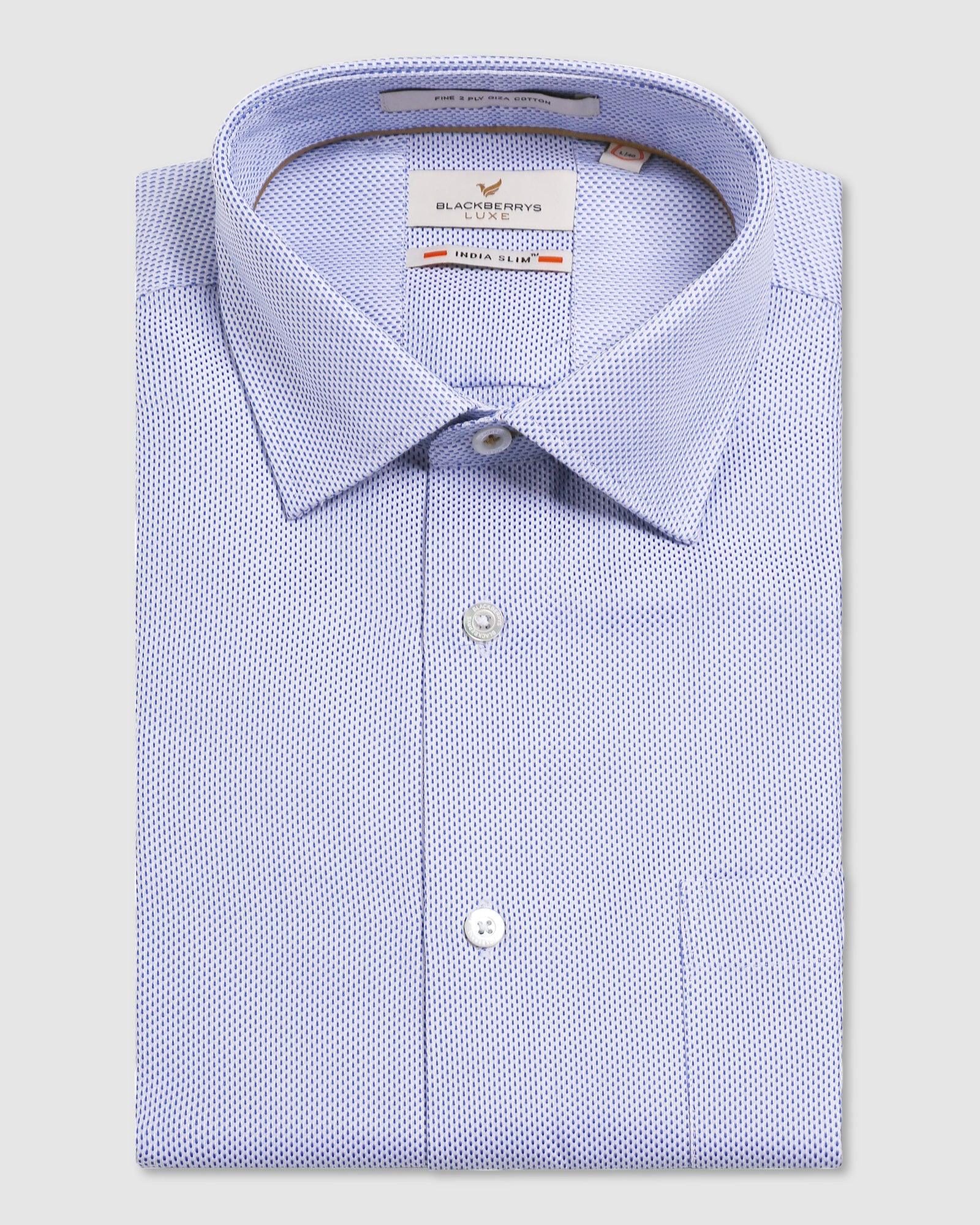 Luxe Formal Blue Textured Shirt - Plan - Image 5