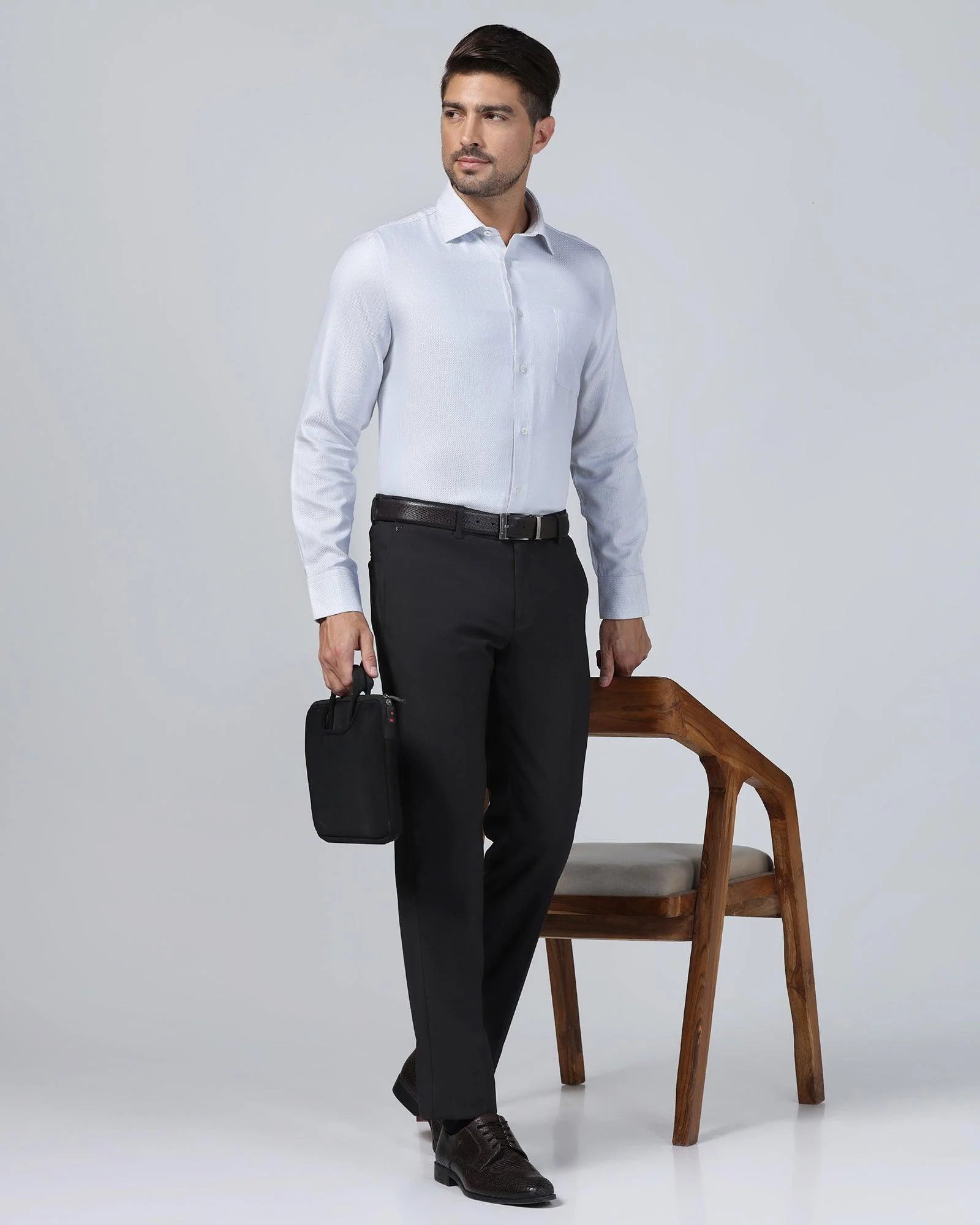 Luxe Formal Grey Textured Shirt - Plan - Image 8