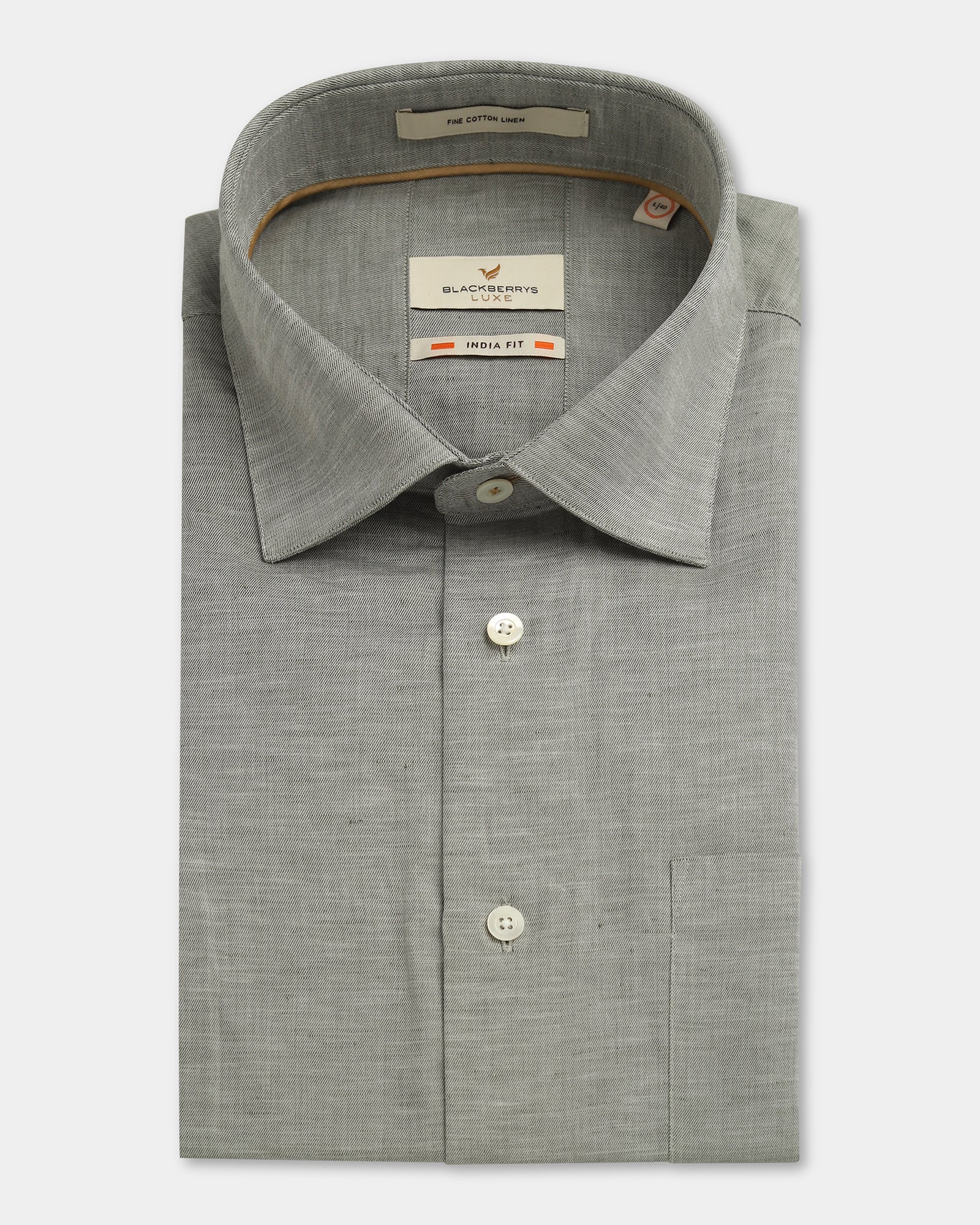Luxe Linen Formal Grey Textured Shirt - Veltry - Image 5