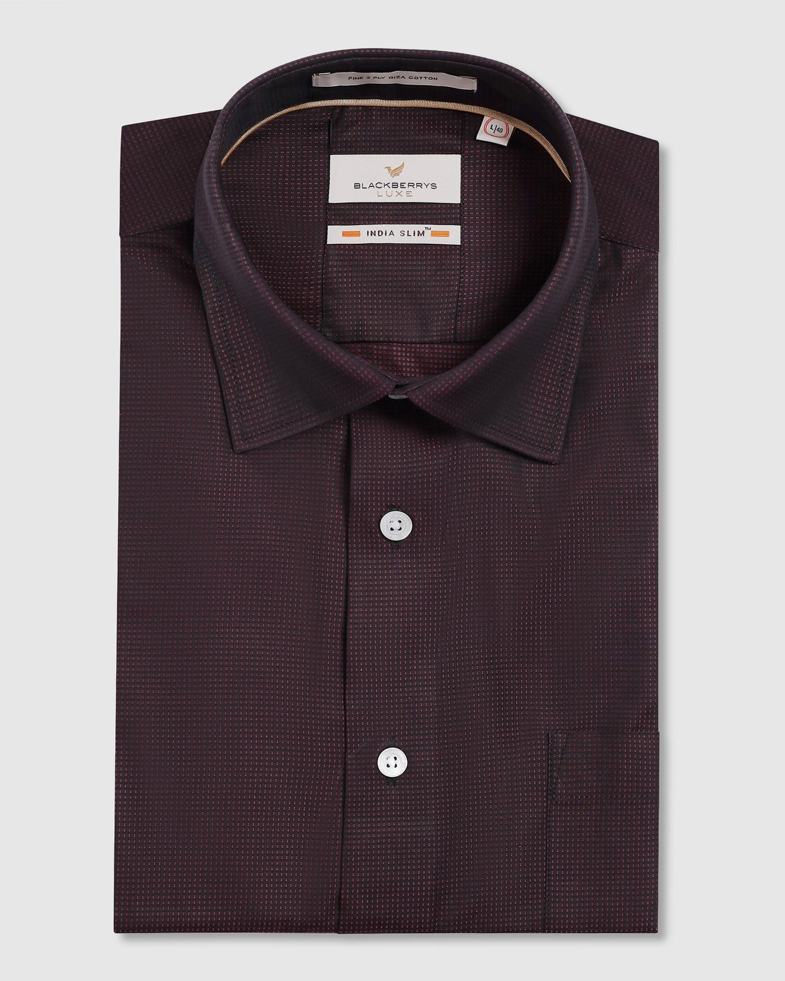 Luxe Formal Maroon Textured Shirt - Hazel - Image 5