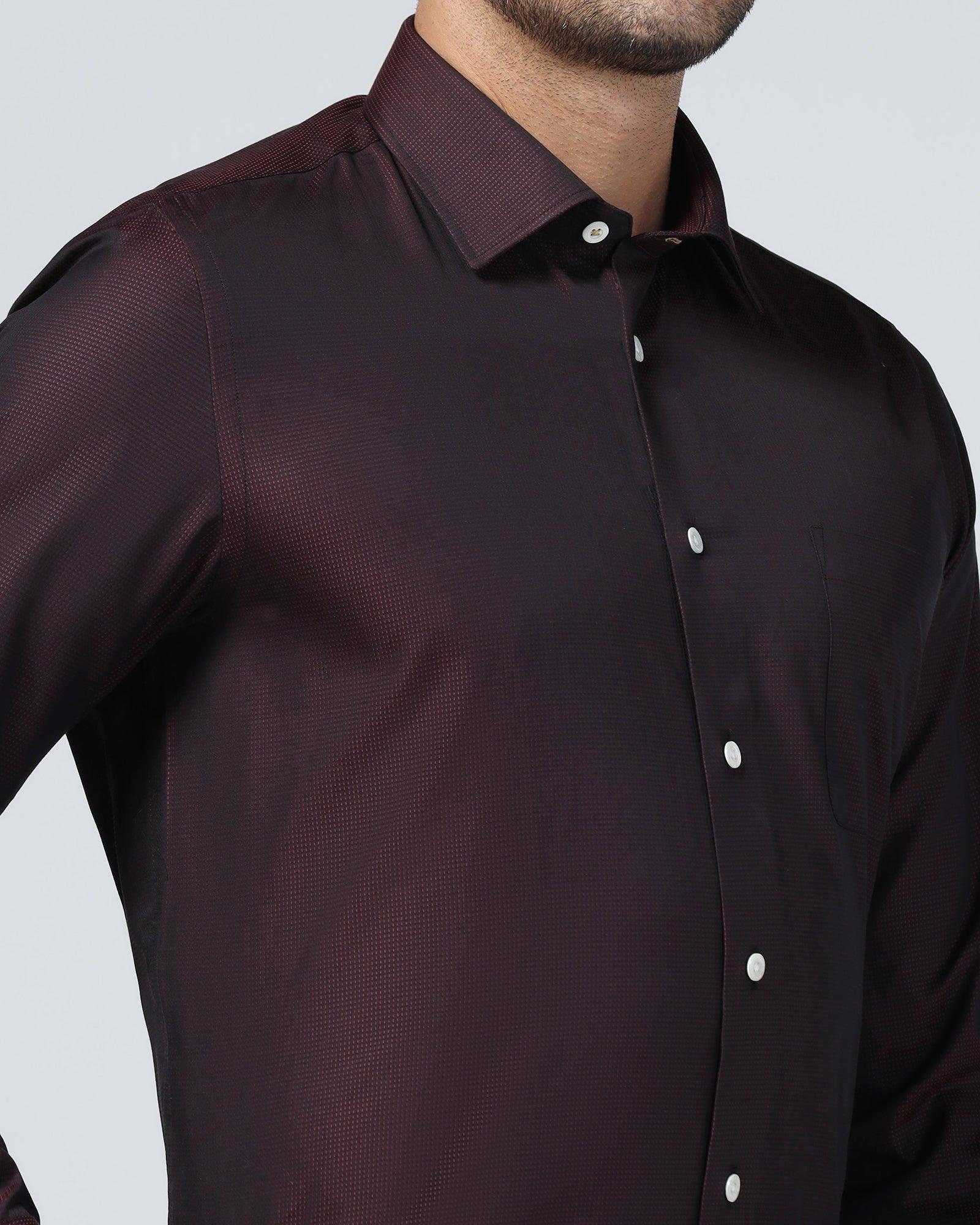 Luxe Formal Maroon Textured Shirt - Hazel - Image 8