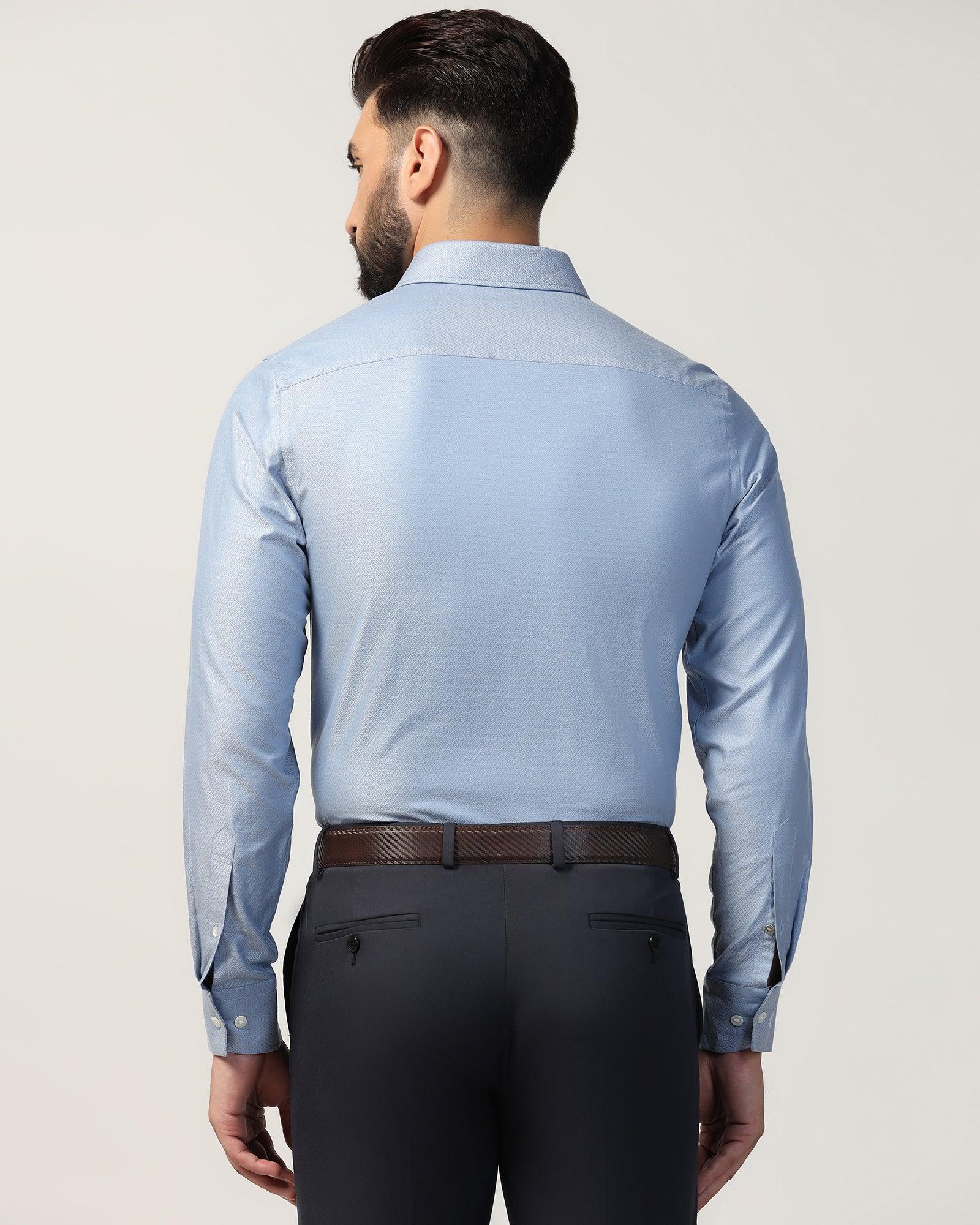 Luxe Formal Mid Blue Textured Shirt - Goal - Image 8