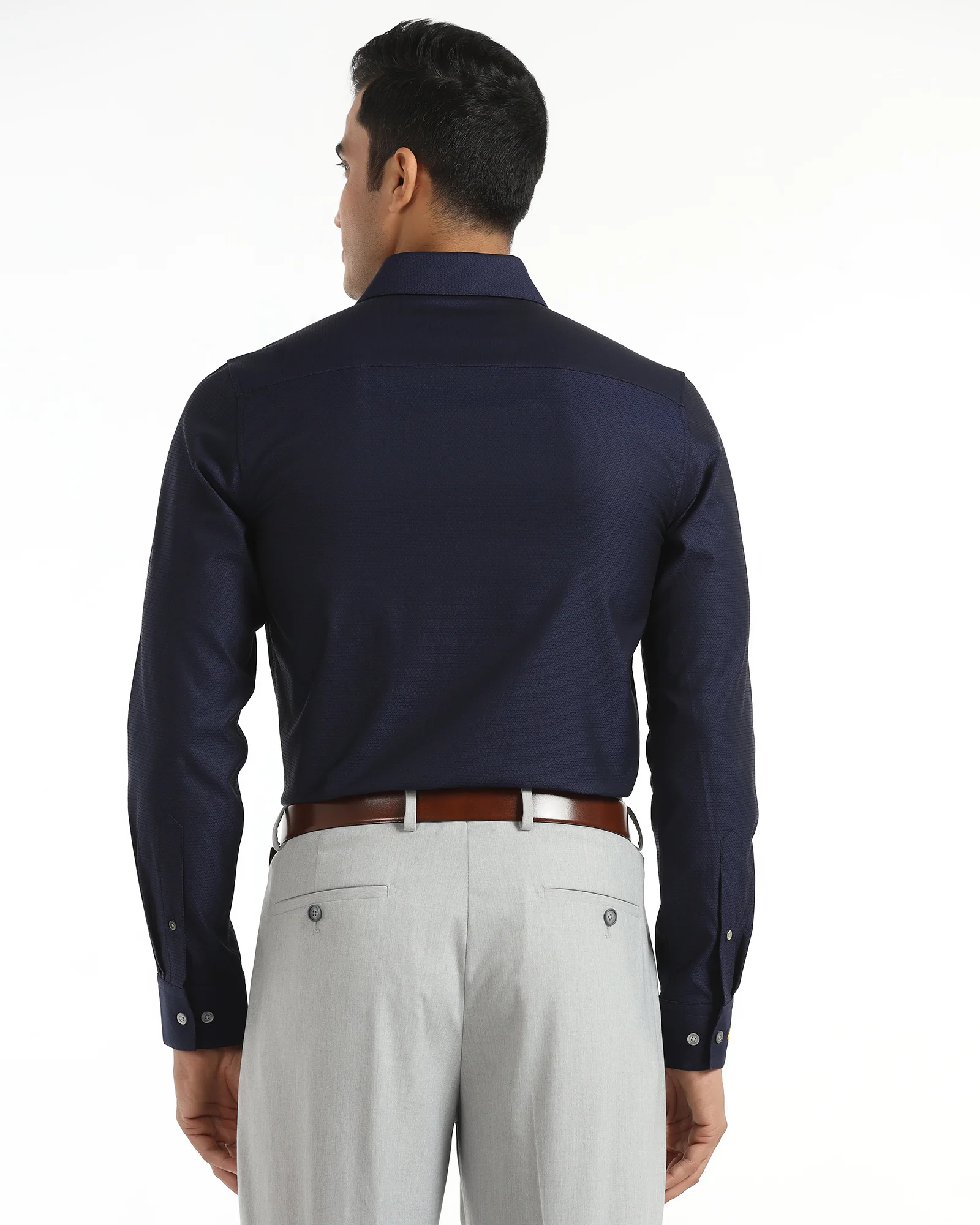 Luxe Formal Navy Textured Shirt - Hadley - Image 2