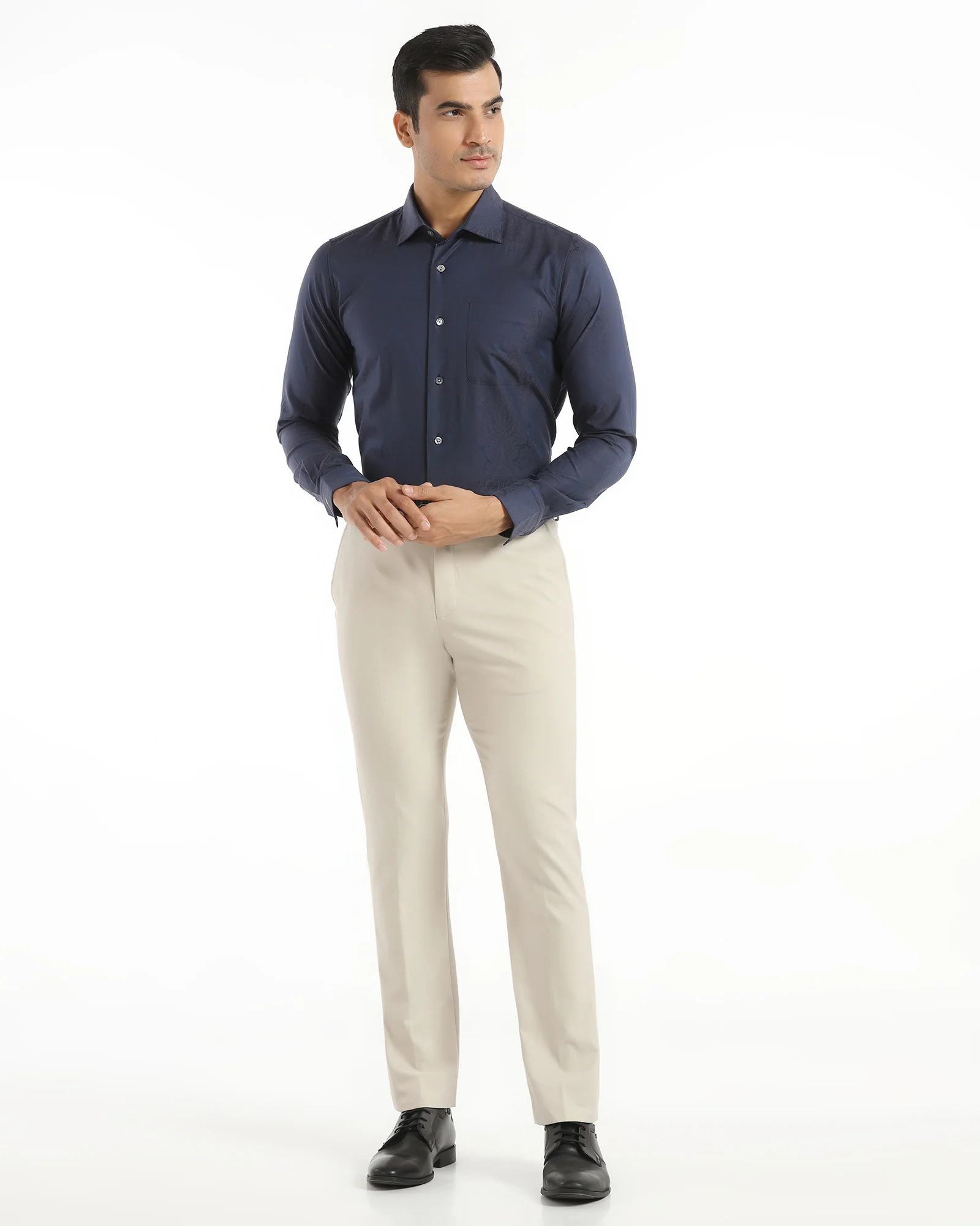 Luxe Formal Navy Jacquard Shirt - Zinnia - Image 3
