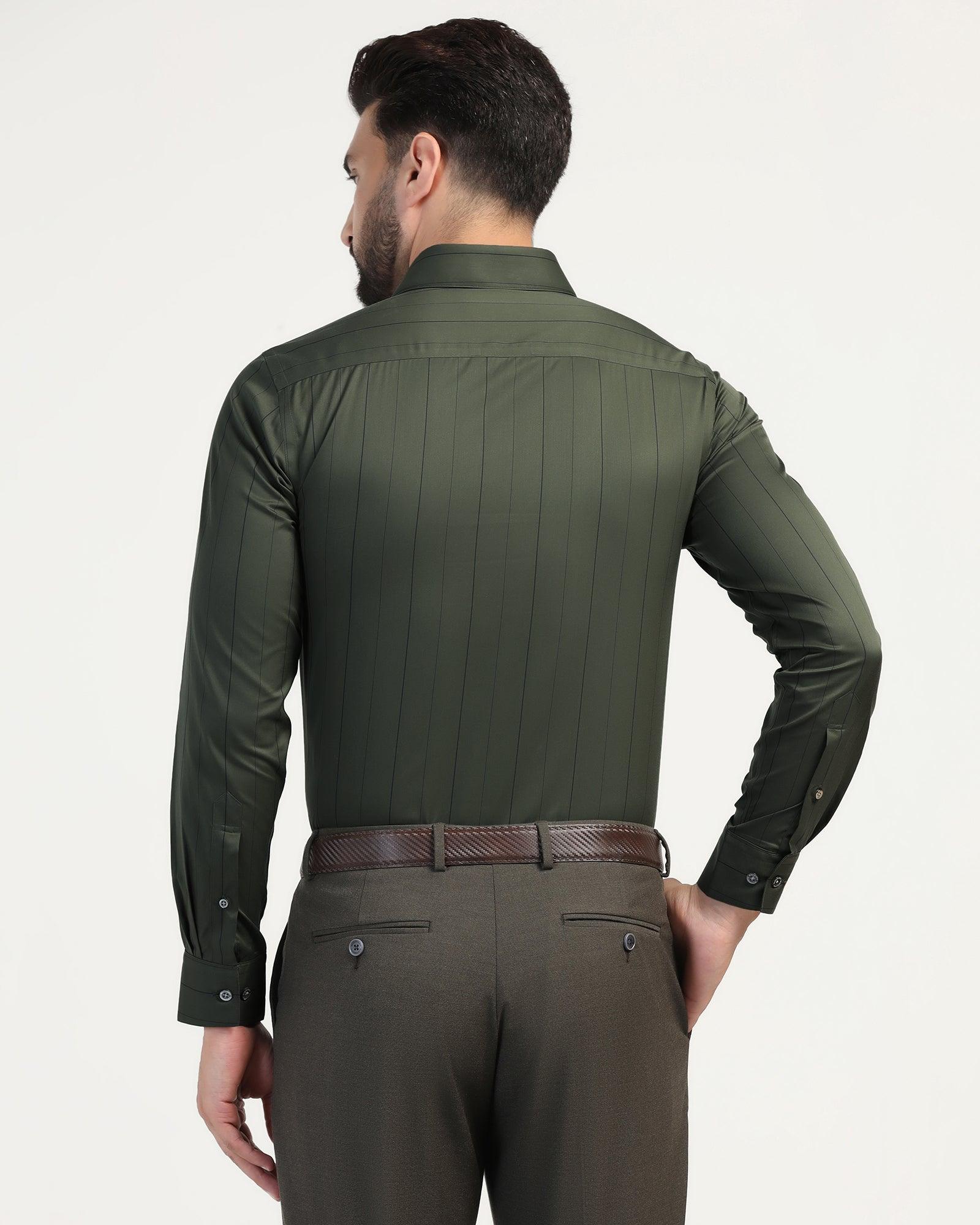 Luxe Formal Olive Stripe Shirt - Delta - Image 2