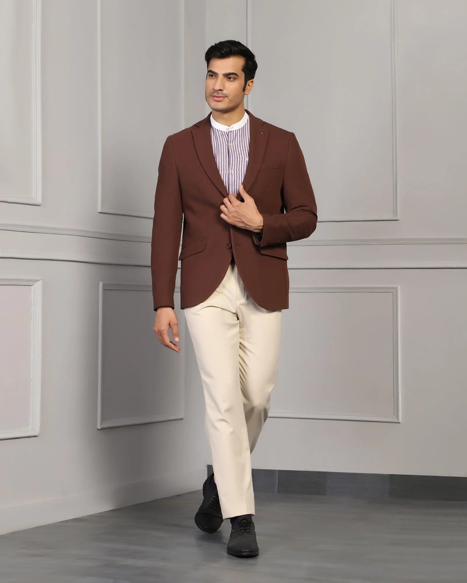 Luxe Formal Rust Textured Blazer - Cannes - Image 3