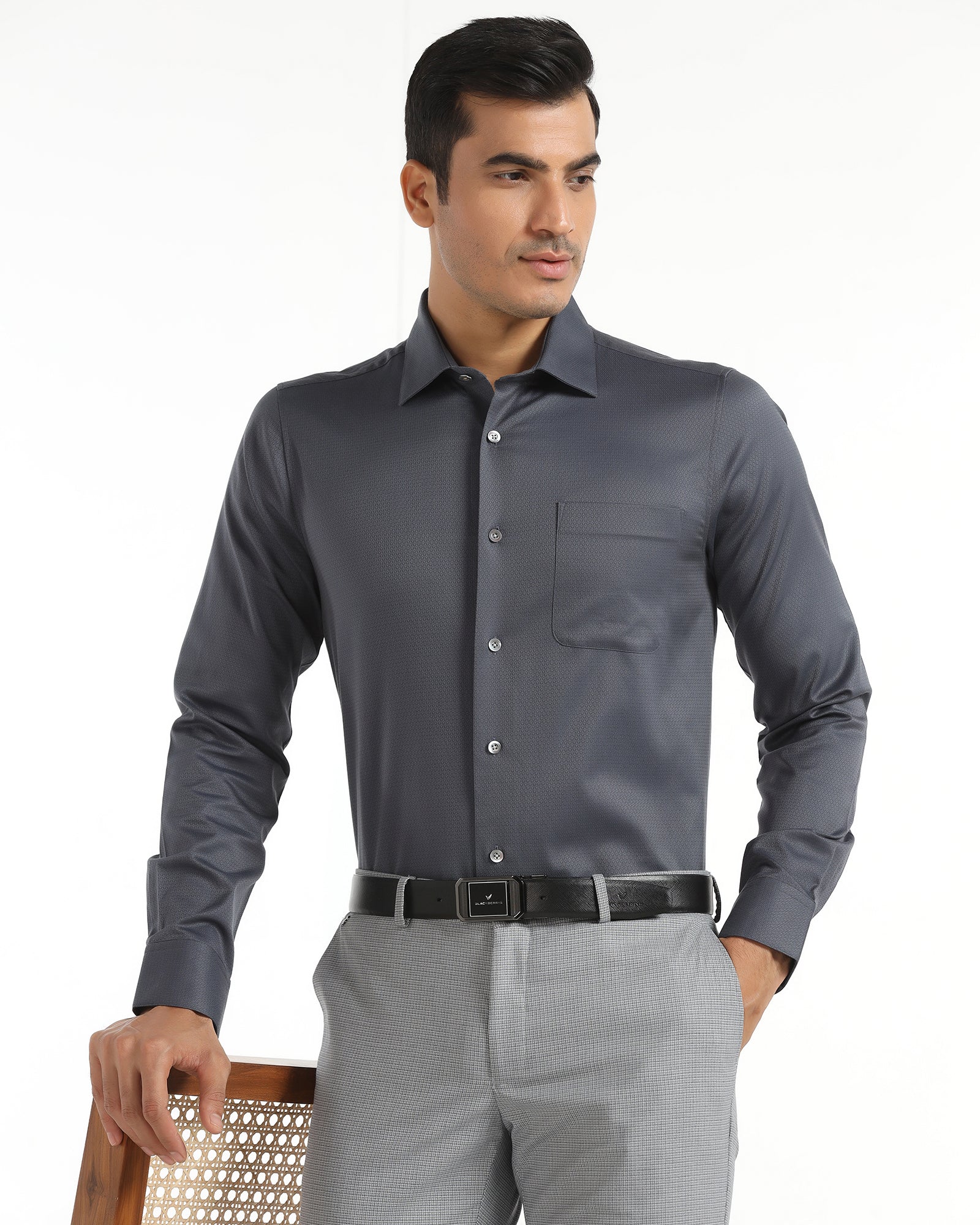 Luxe Formal Teal Textured Shirt - Hadley - Image 7