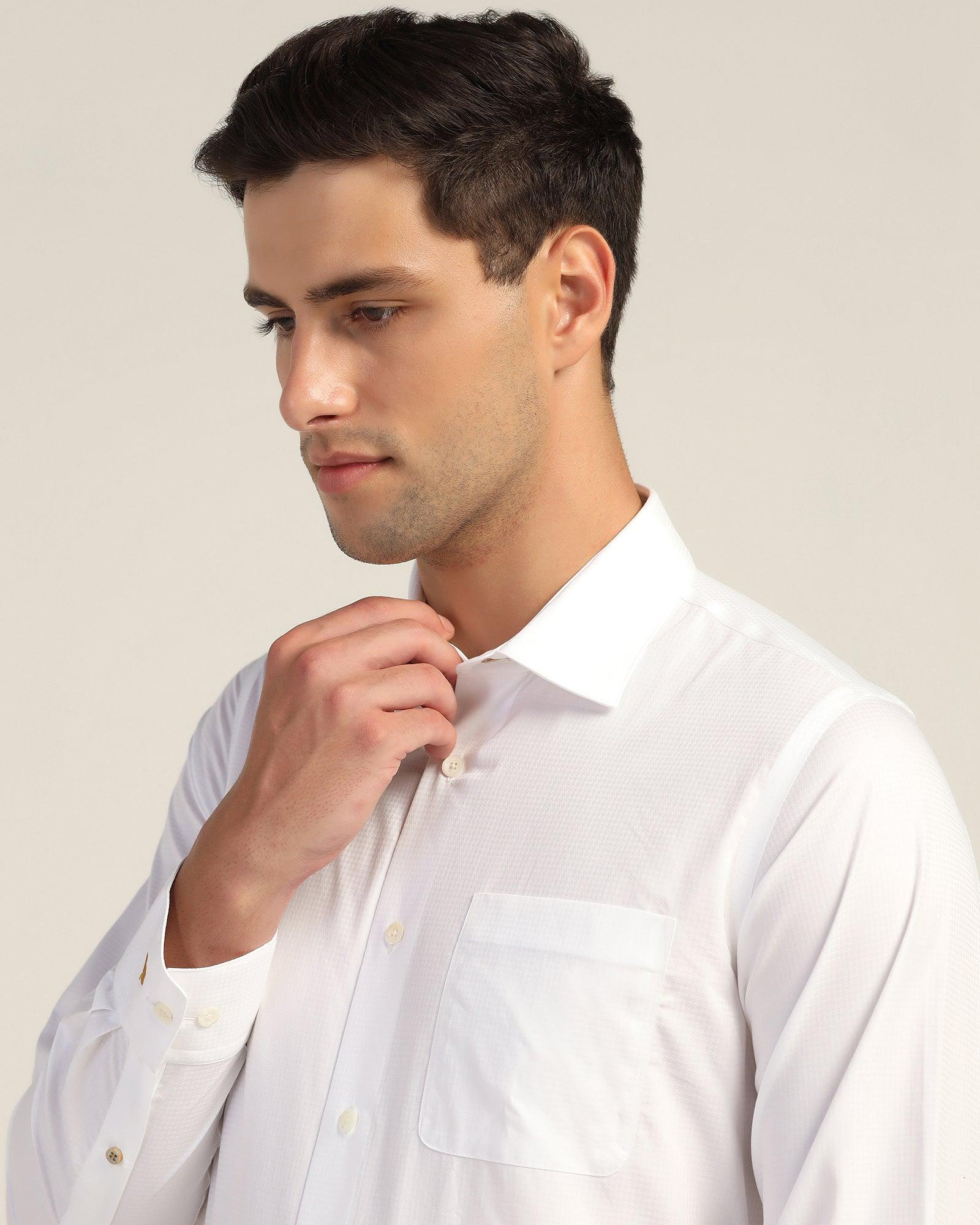 Luxe Formal White Textured Shirt - Dream - Image 4