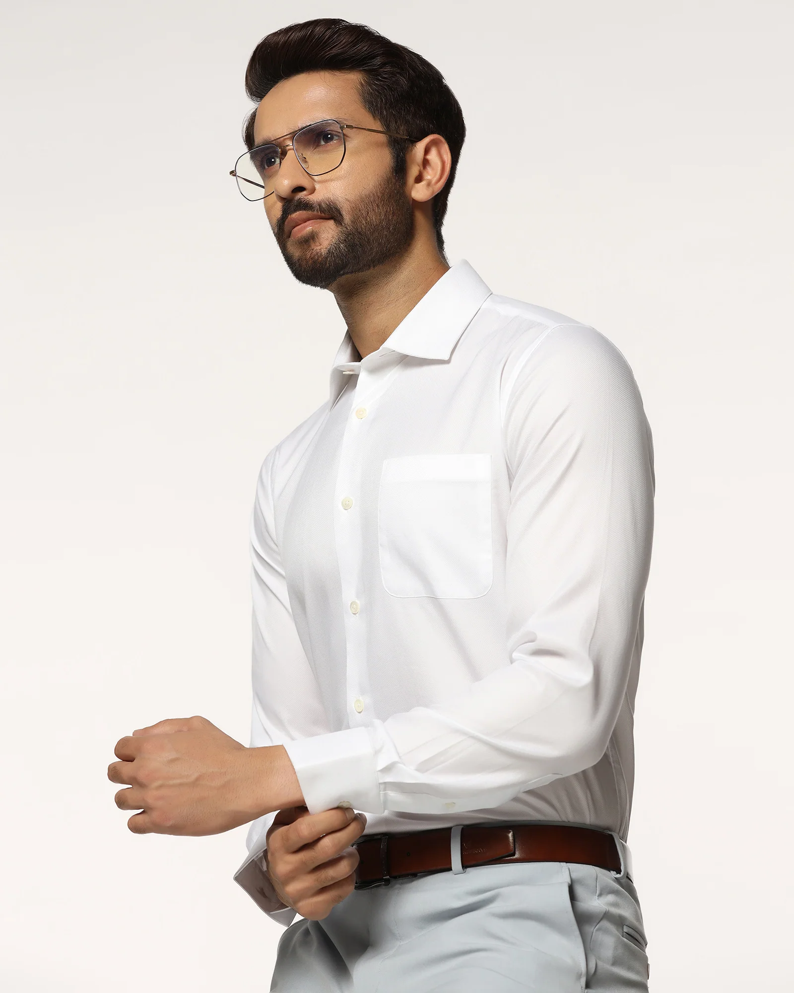 Luxe Formal White Textured Shirt - Twix - Image 7