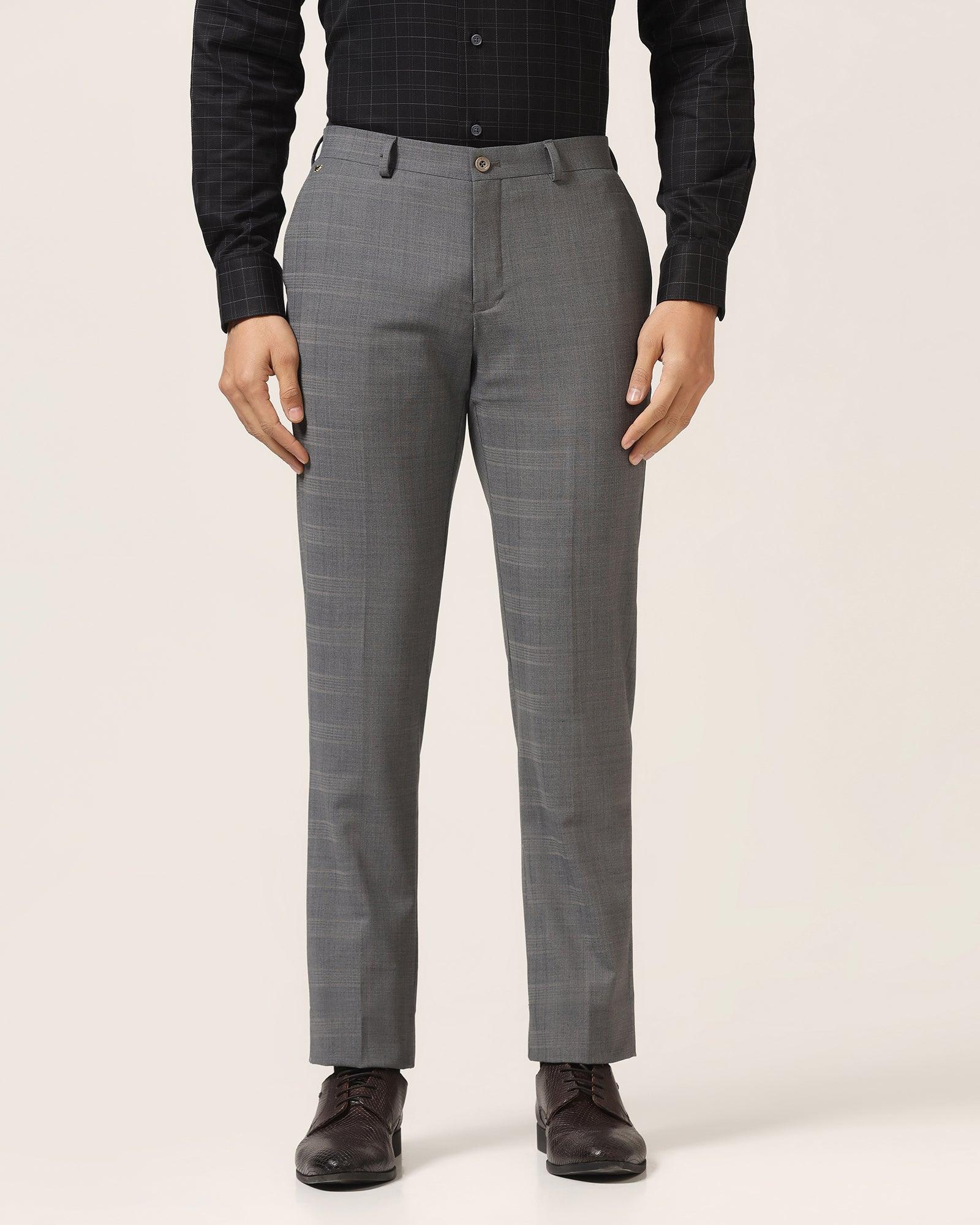 Luxe Slim Comfort B-95 Formal Grey Check Trouser - Porcupine - Image 3