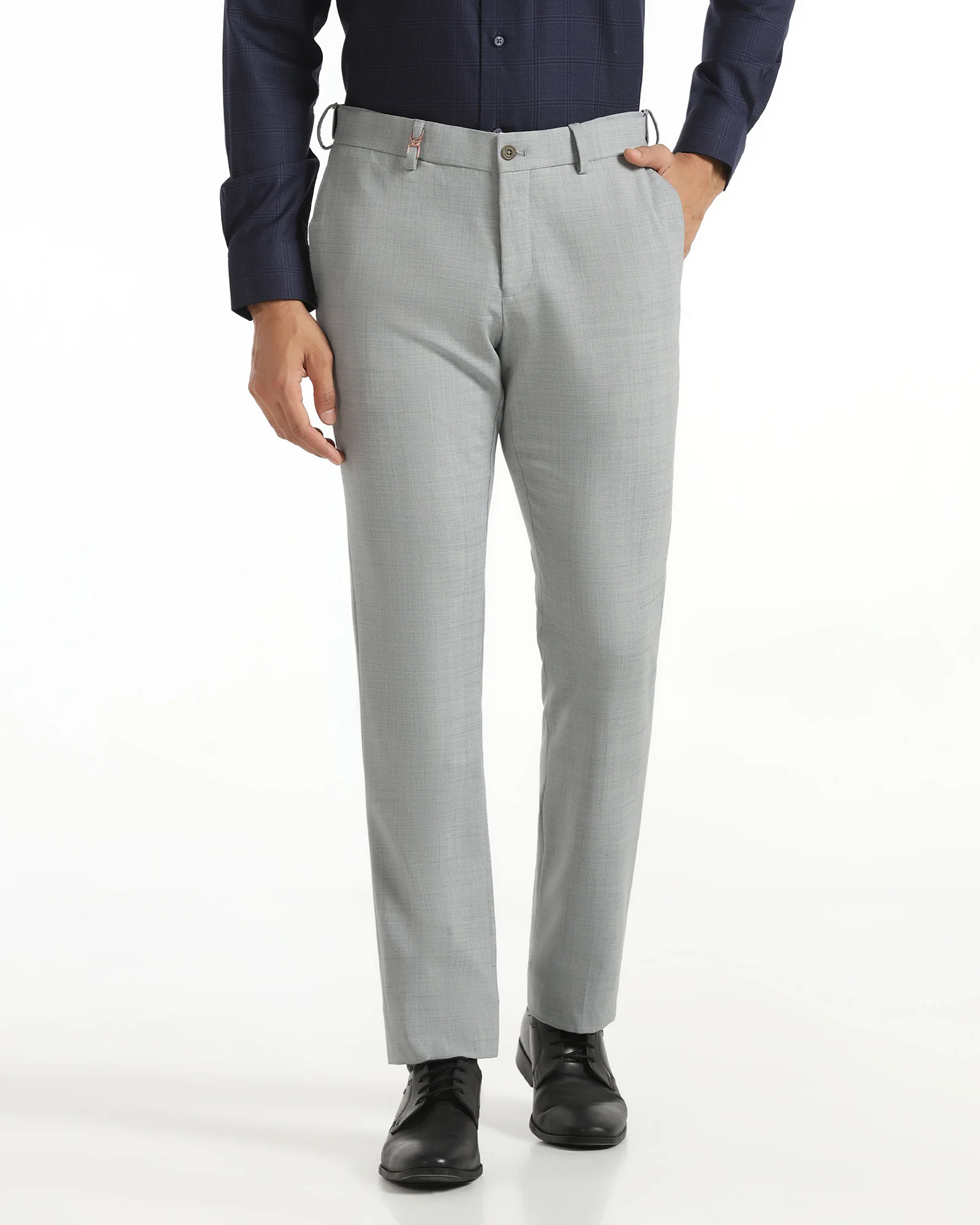 Luxe Slim Comfort B-95 Formal Light Grey Check Trouser - Amouage - Image 3