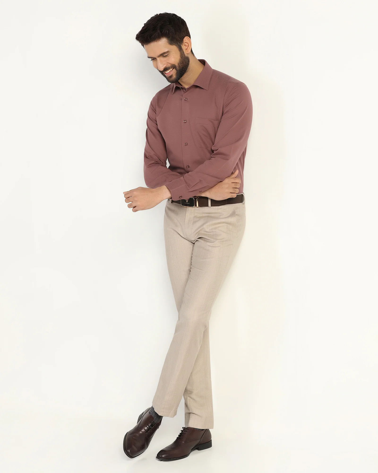 Luxe Linen Slim Comfort B-95 Formal Mouse Solid Trouser - Azzaro - Image 7