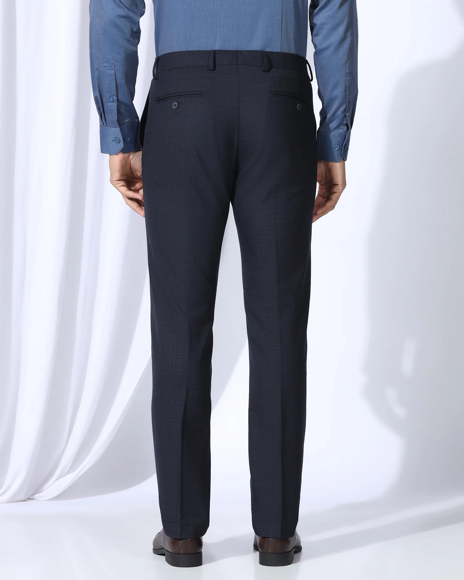 Luxe Slim Comfort B-95 Formal Navy Textured Trouser - Chanel - Image 2