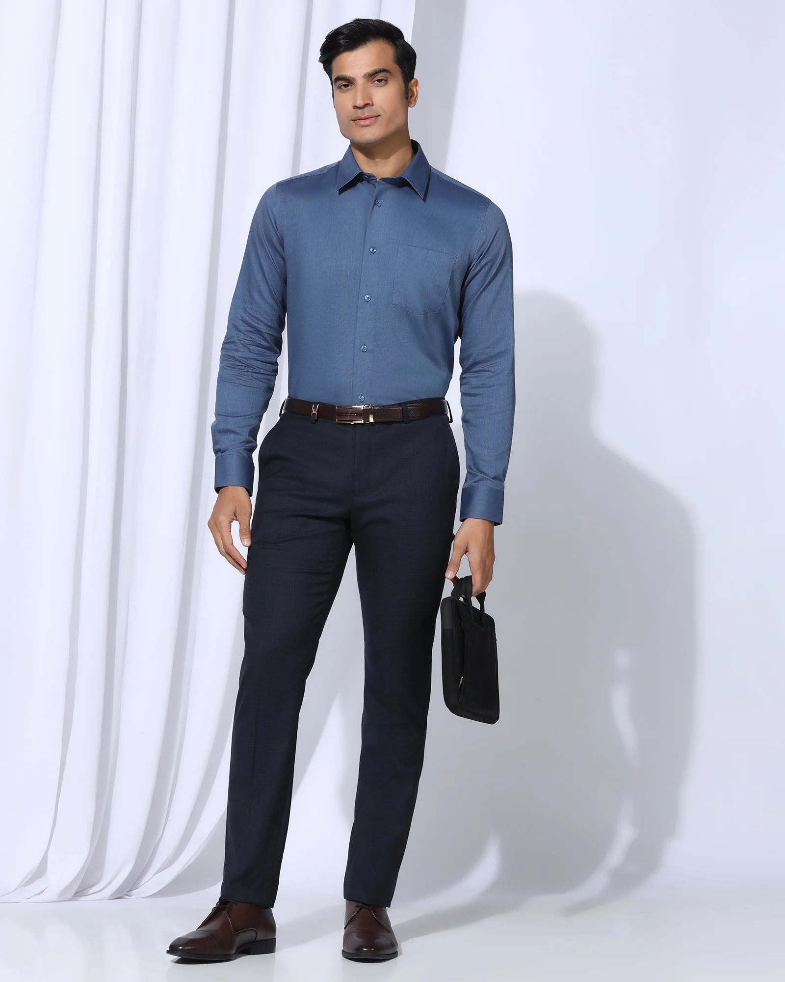 Luxe Slim Comfort B-95 Formal Navy Textured Trouser - Chanel - Image 7