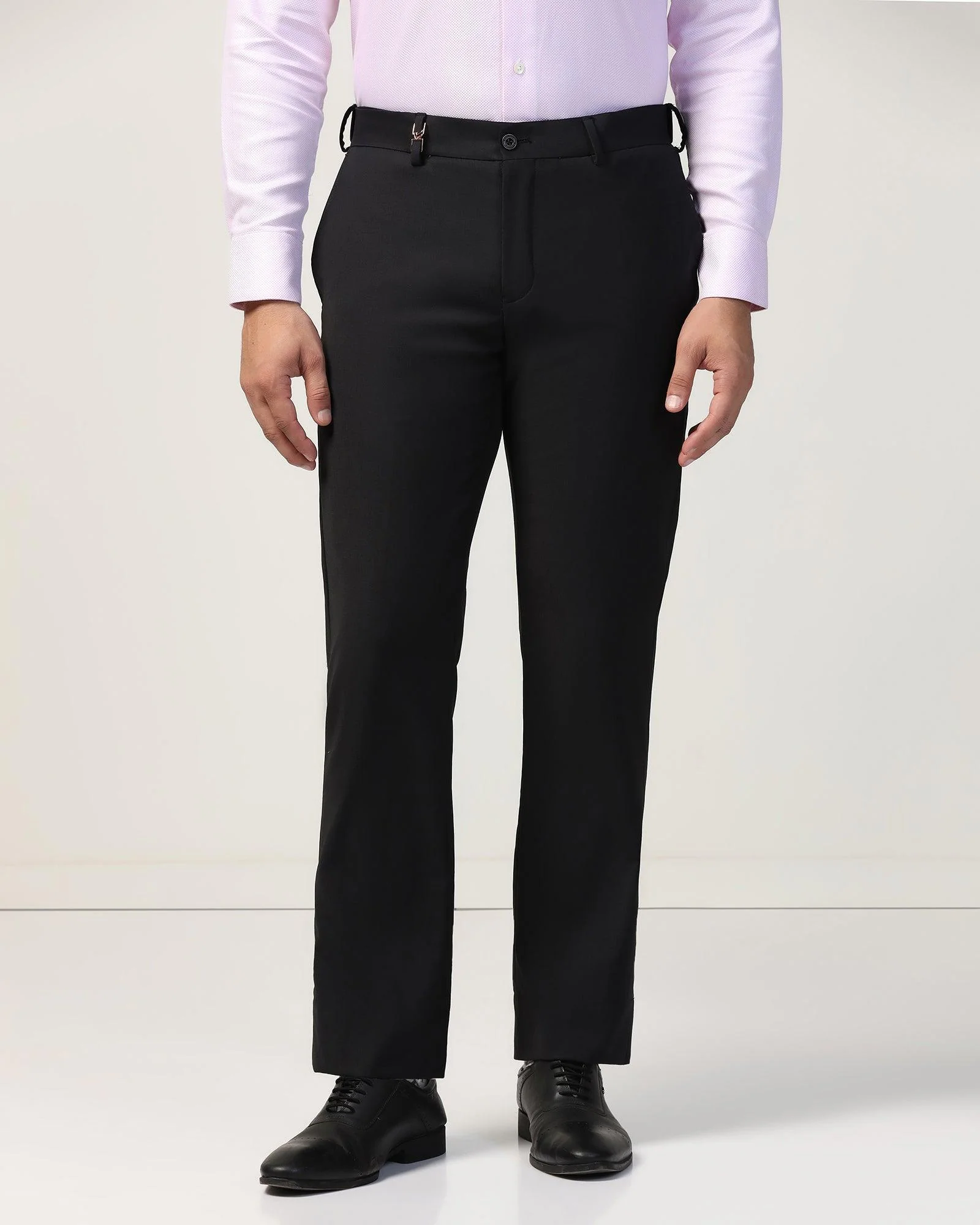 Luxe Slim Comfort B-95 Formal Black Solid Trouser - Lamborghini - Image 3