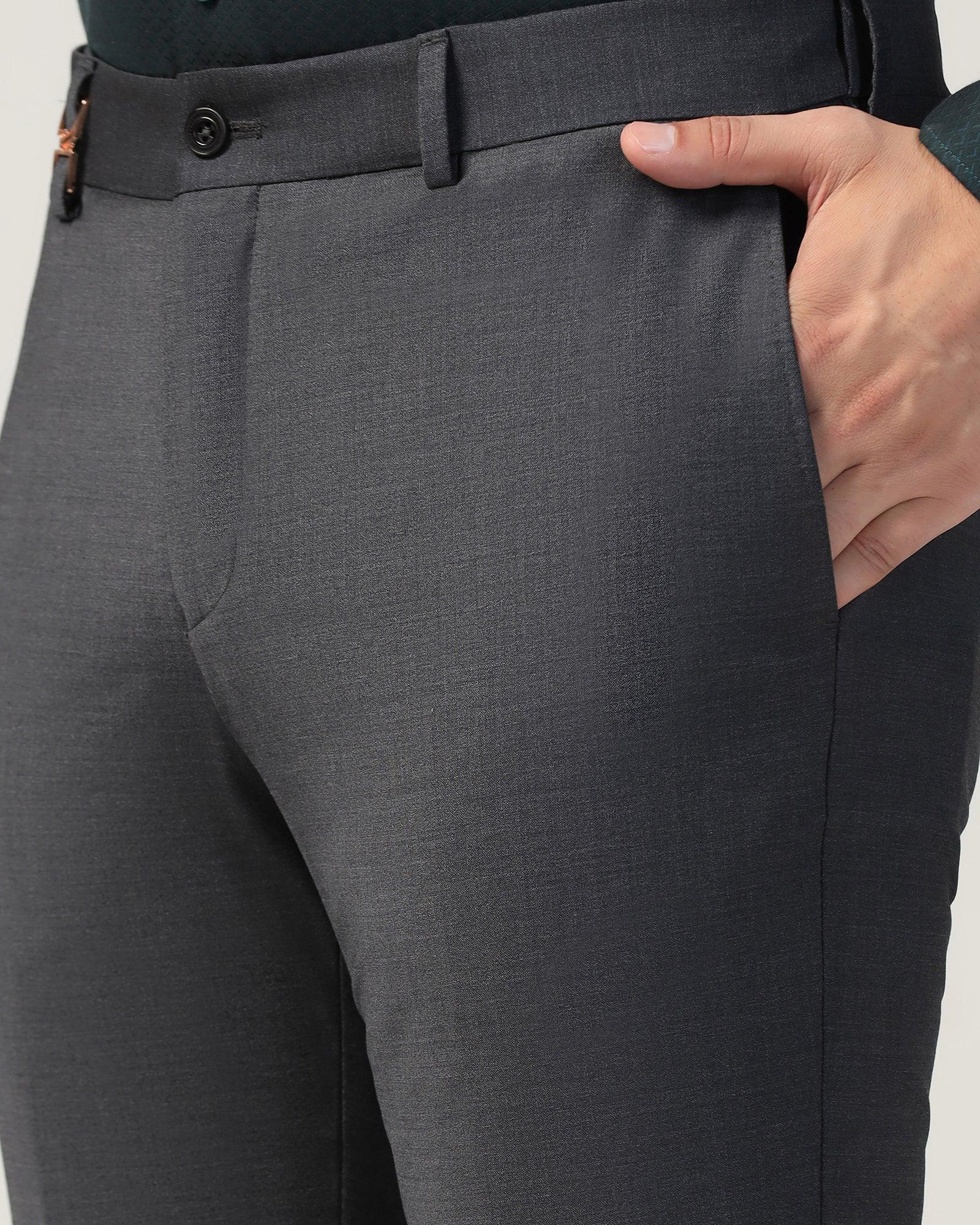 Luxe Slim Comfort B-95 Formal Charcoal Solid Trouser - Lamborghini - Image 4