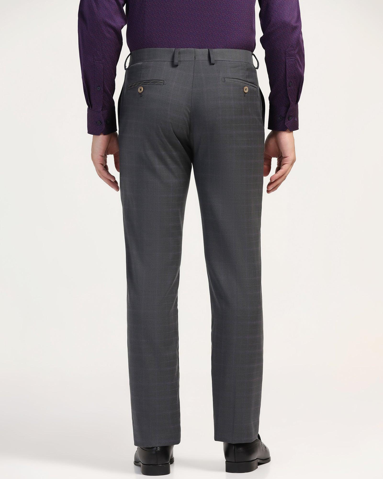 Luxe Slim Comfort B-95 Formal Grey Check Trouser - Spectre - Image 2