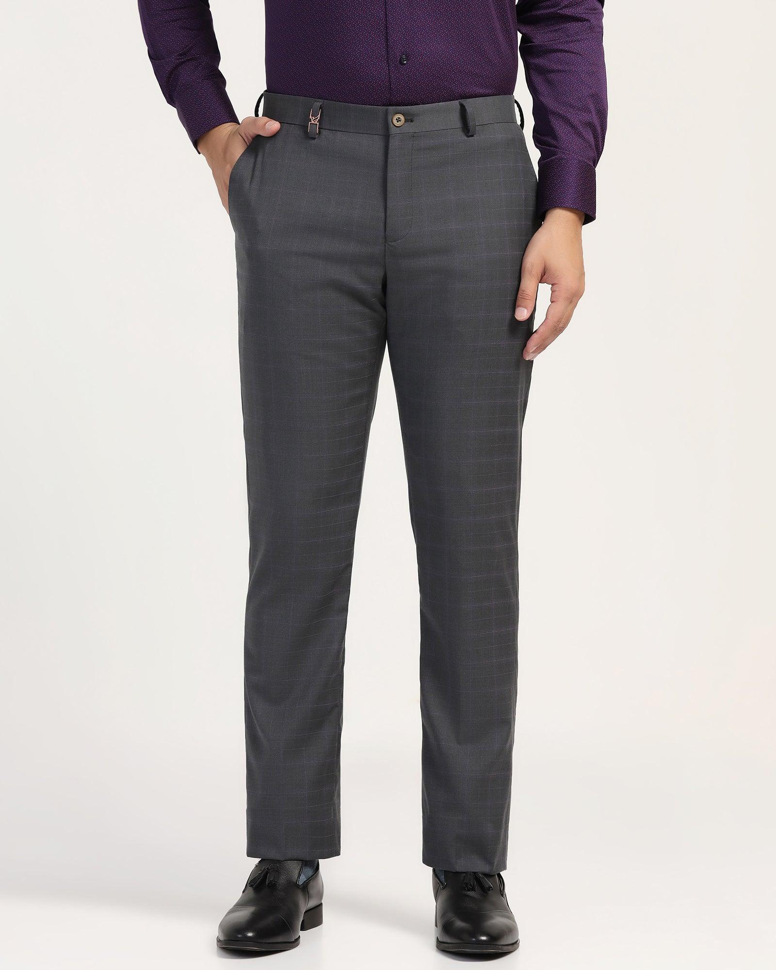 Luxe Slim Comfort B-95 Formal Grey Check Trouser - Spectre - Image 3