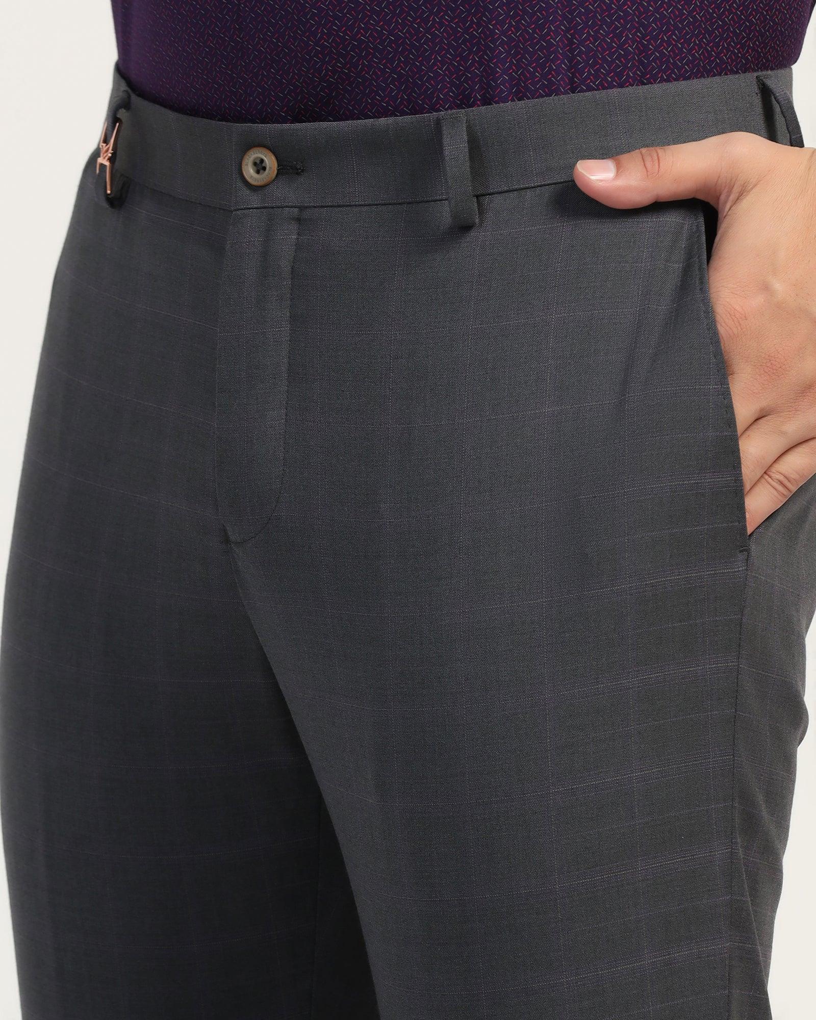 Luxe Slim Comfort B-95 Formal Grey Check Trouser - Spectre - Image 4