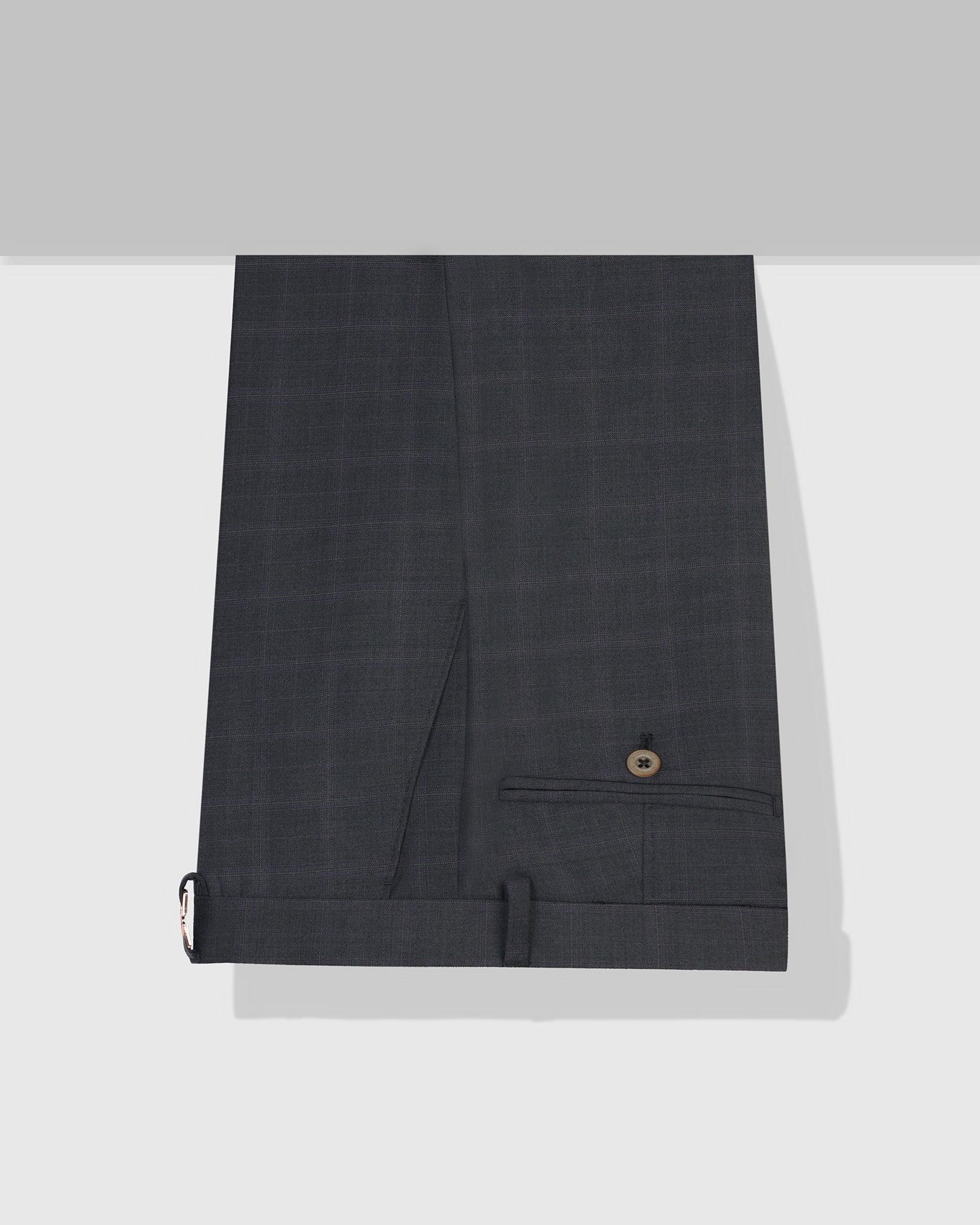 Luxe Slim Comfort B-95 Formal Grey Check Trouser - Spectre - Image 5