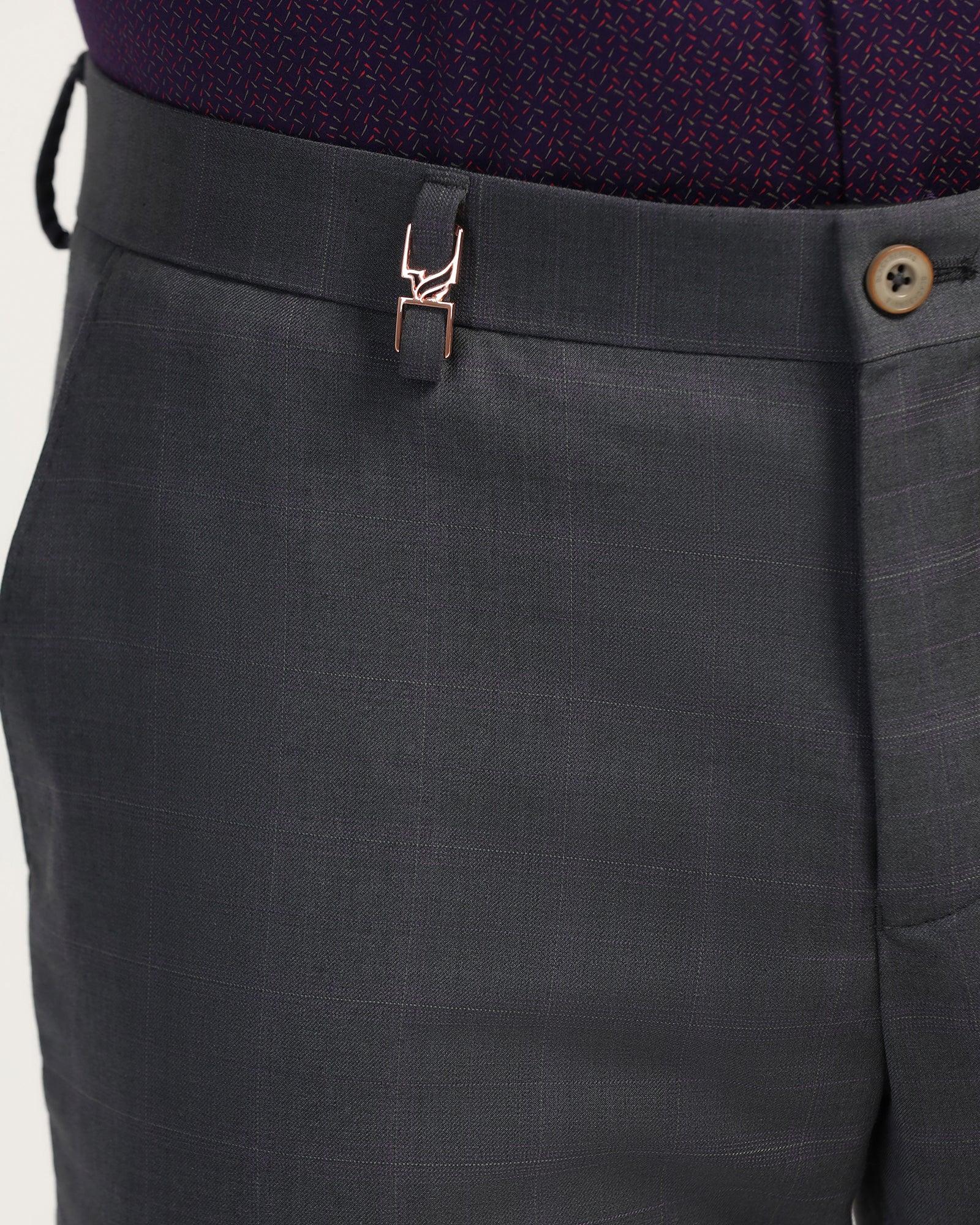 Luxe Slim Comfort B-95 Formal Grey Check Trouser - Spectre - Image 9