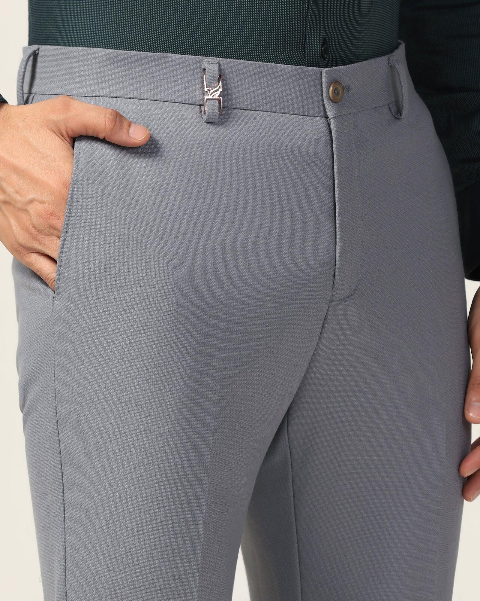 Luxe Slim Comfort B-95 Formal Grey Textured Trouser - Bugati - Image 4