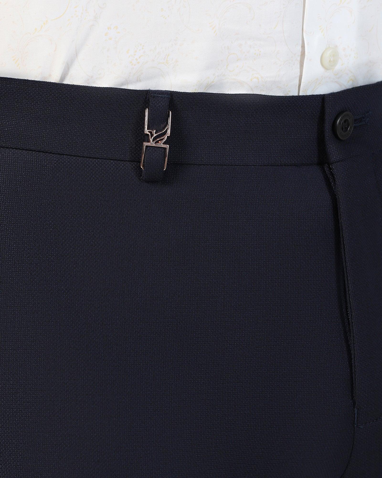 Luxe Slim Comfort B-95 Formal Navy Textured Trouser - Bugati - Image 8