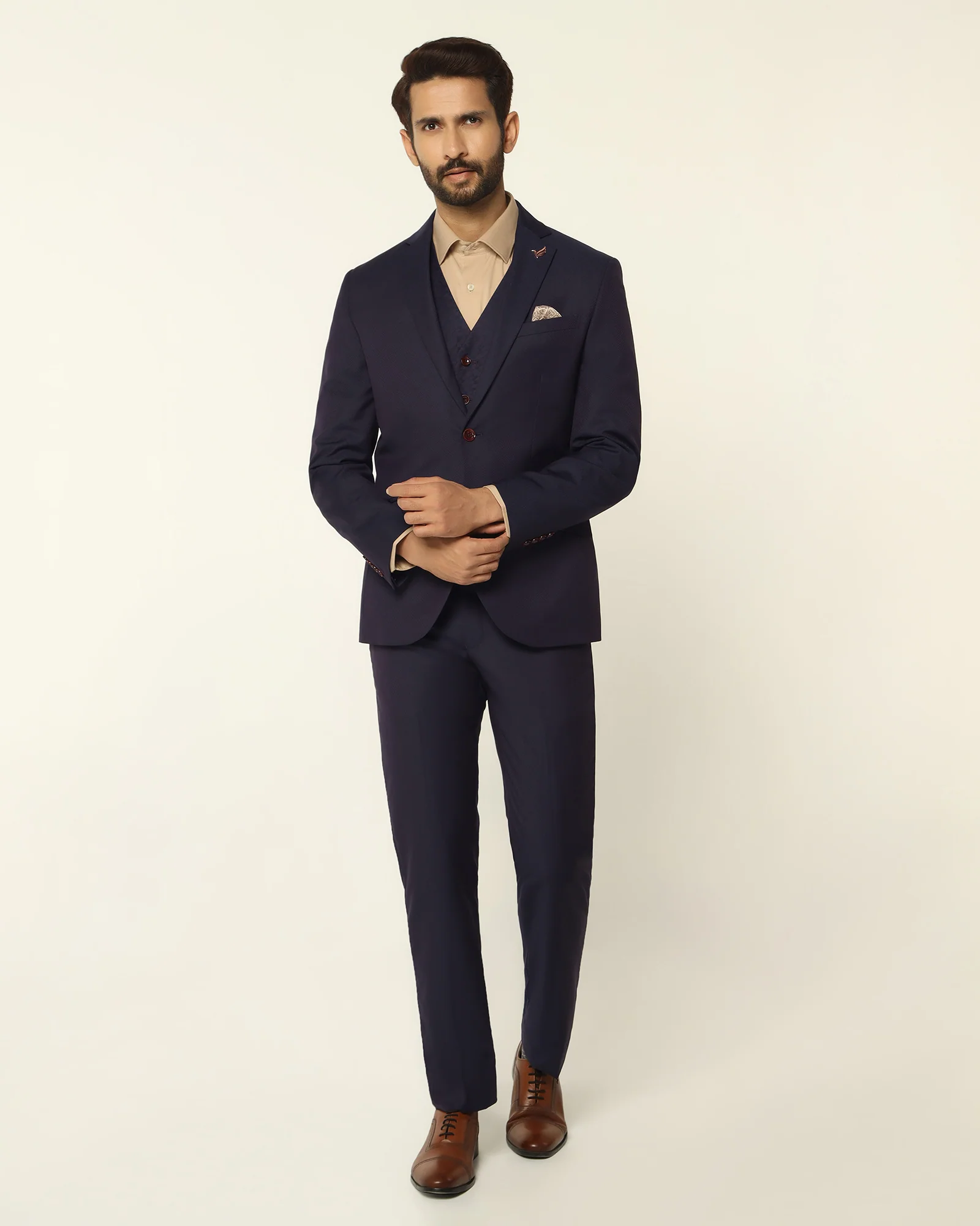 Luxe Three Piece Purple Textured Formal Suit - Garcia - Image 10