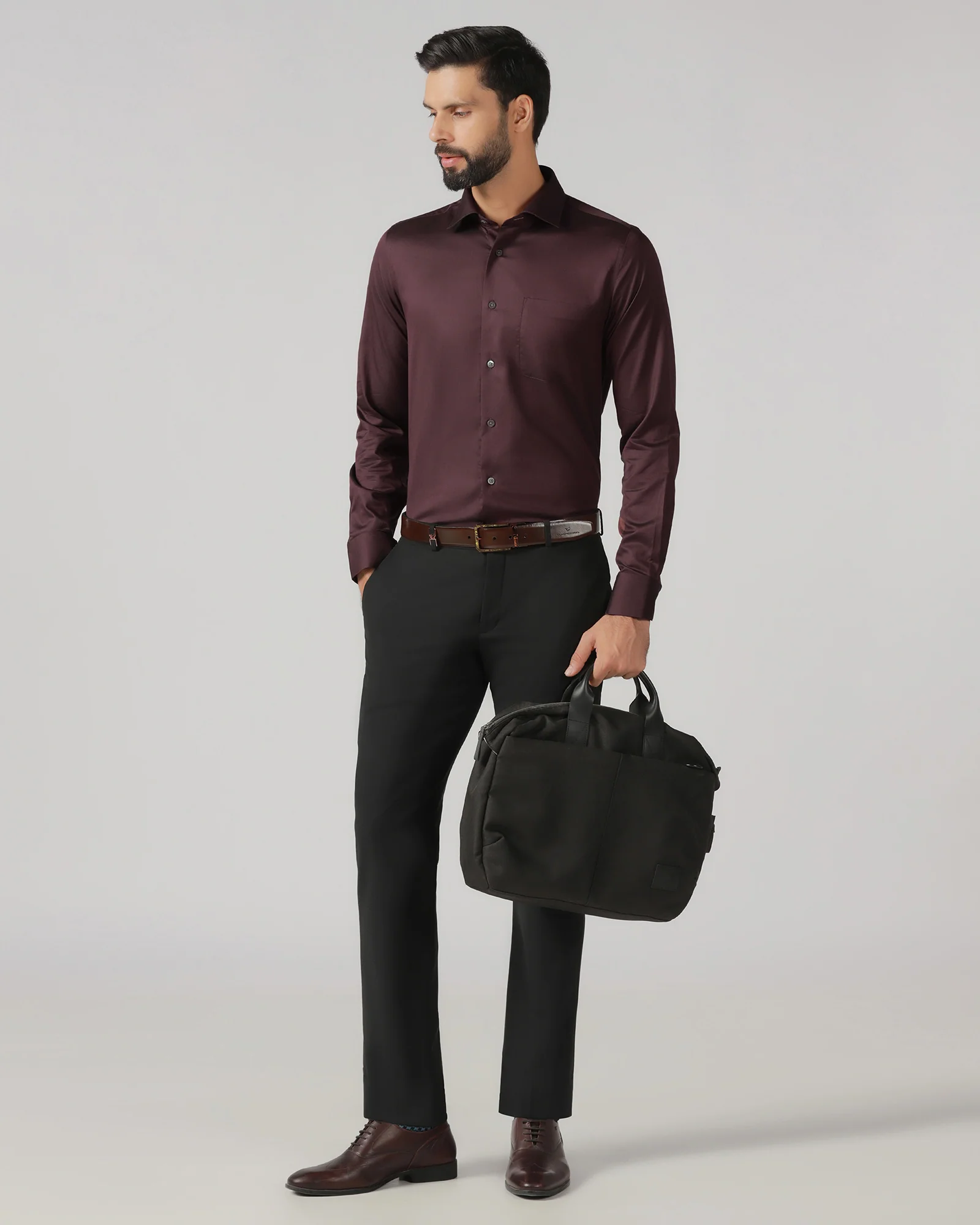 Maroon Luxe Textured Shirt - Crypto - Image 7