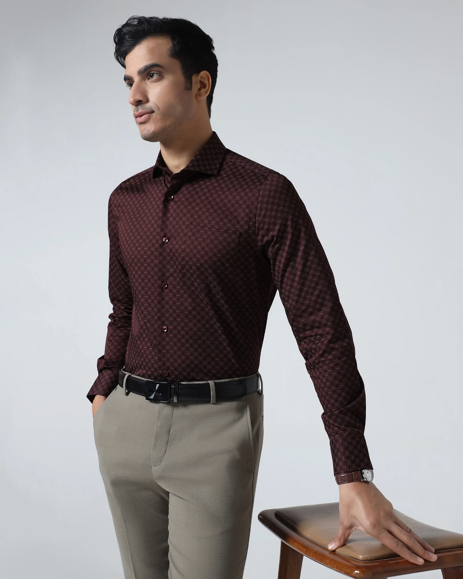 Maroon Printed Shirt - Cloud - Image 7