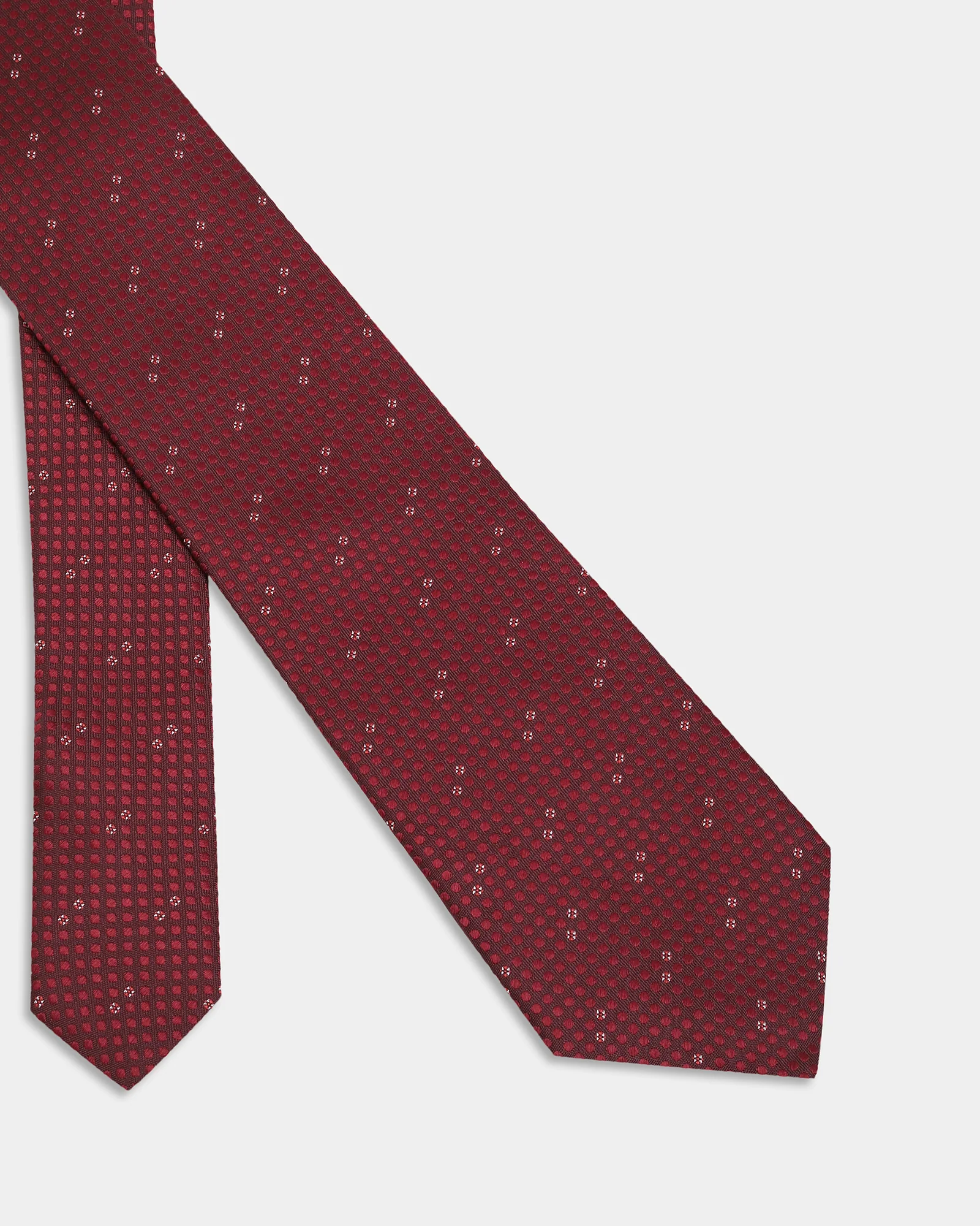 Maroon Silk Jacquard Tie - Alde - Image 2