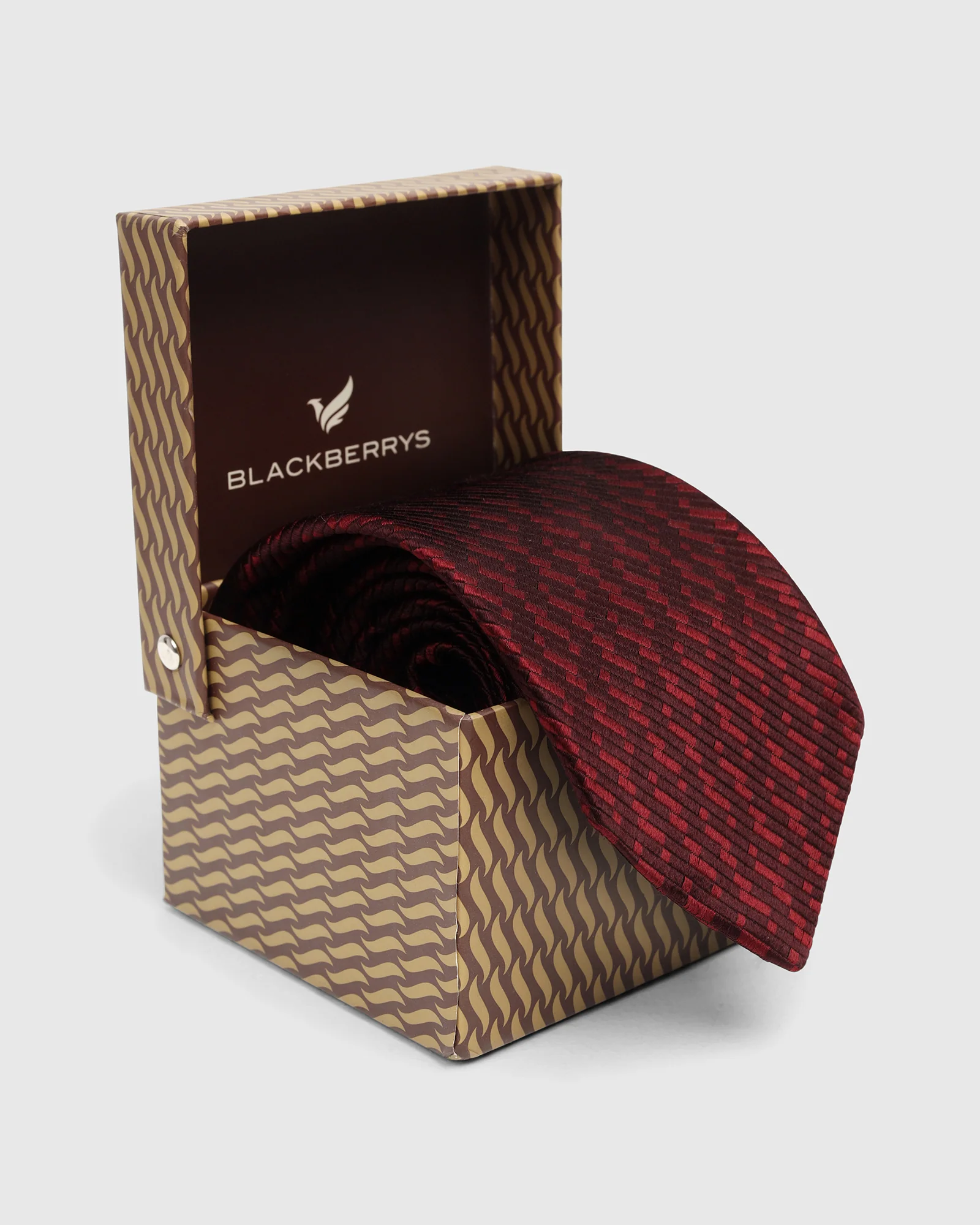 Maroon Silk Jacquard Tie - Welburn - Image 6