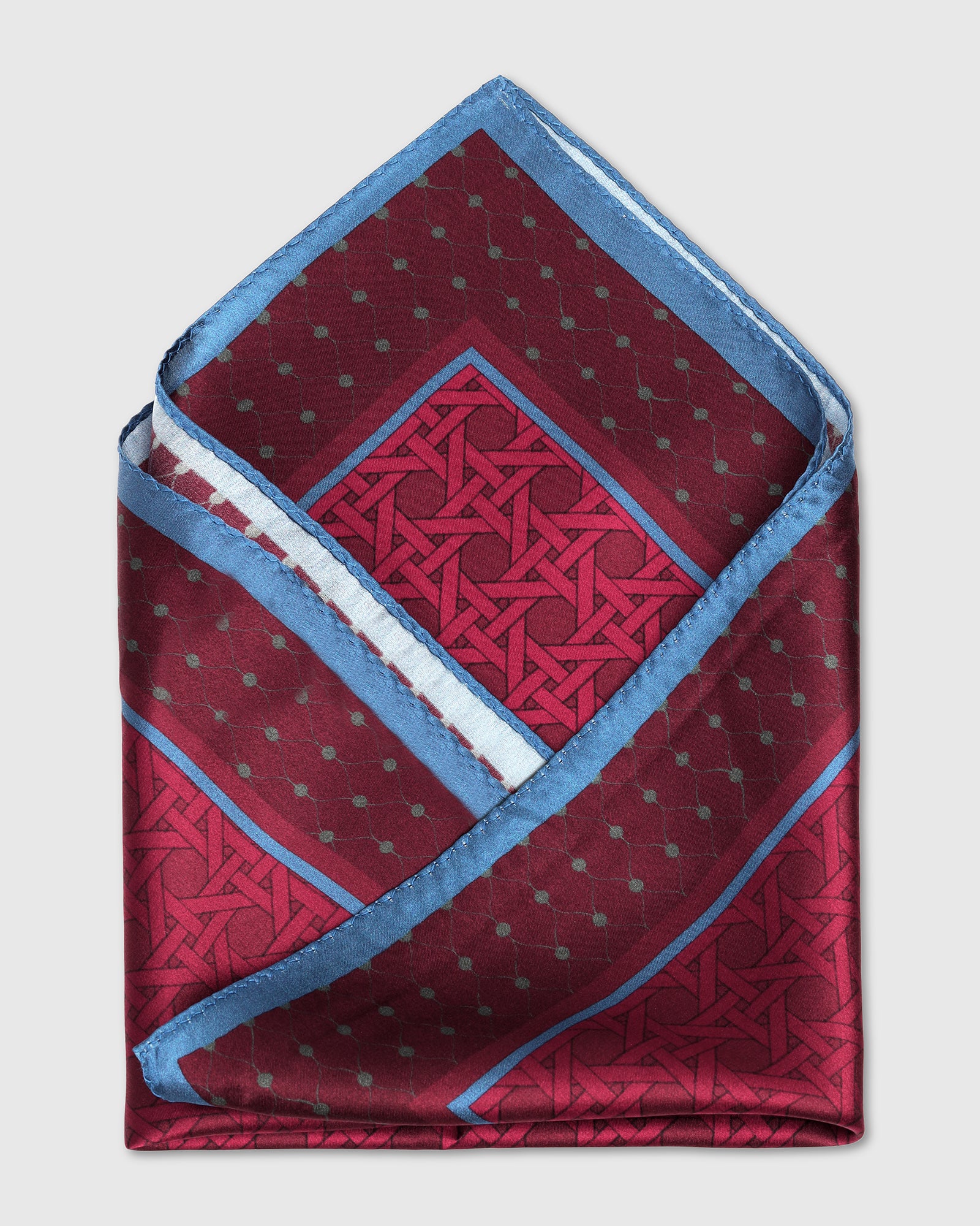 Maroon Printed 100% Silk Pocket Square - Wallio - Image 3