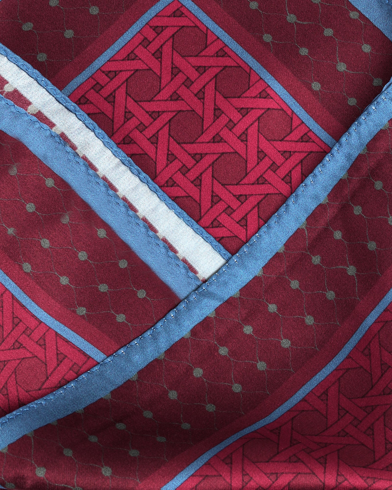 Maroon Printed 100% Silk Pocket Square - Wallio - Image 4