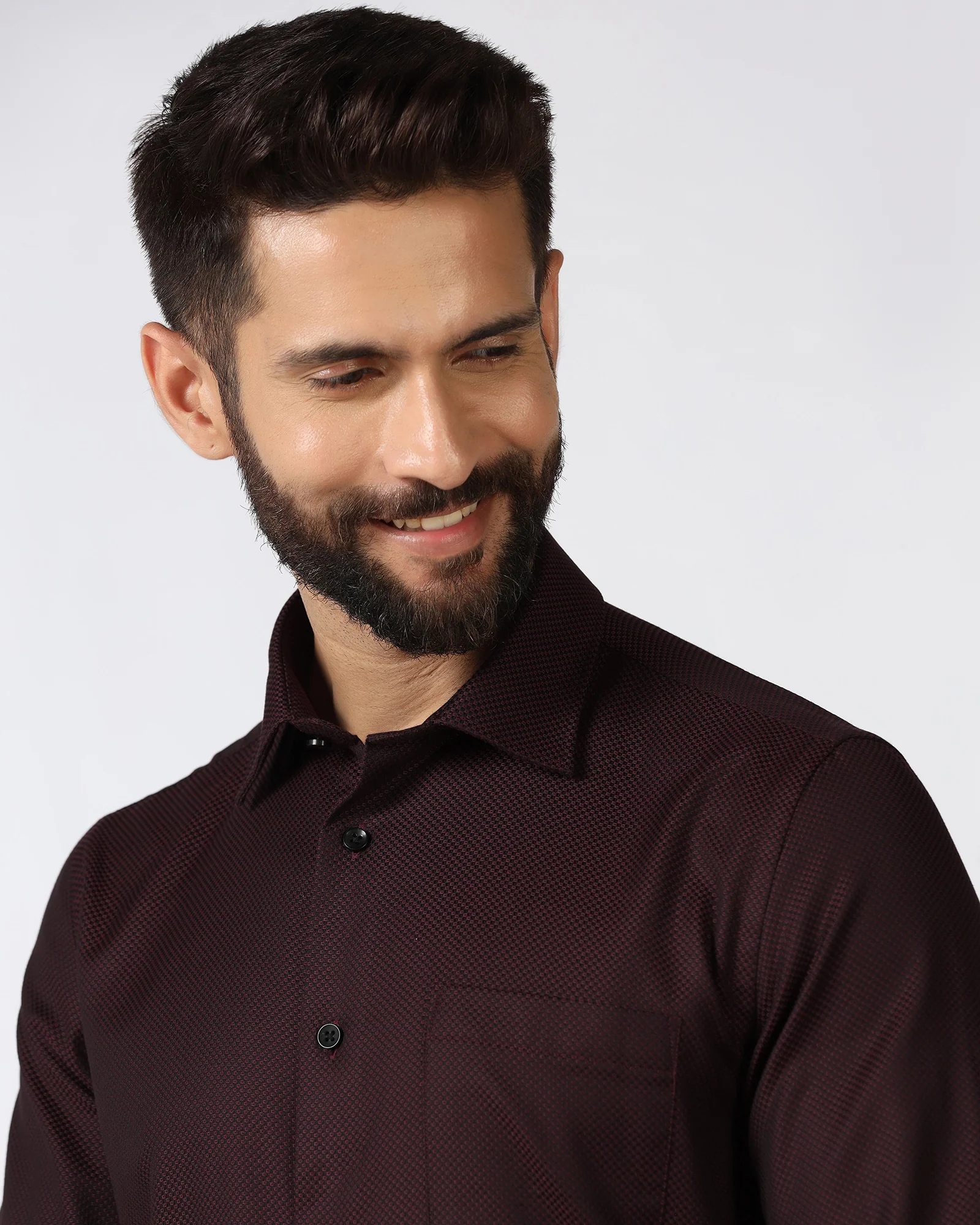 Maroon Textured Shirt - Weapon - Image 4