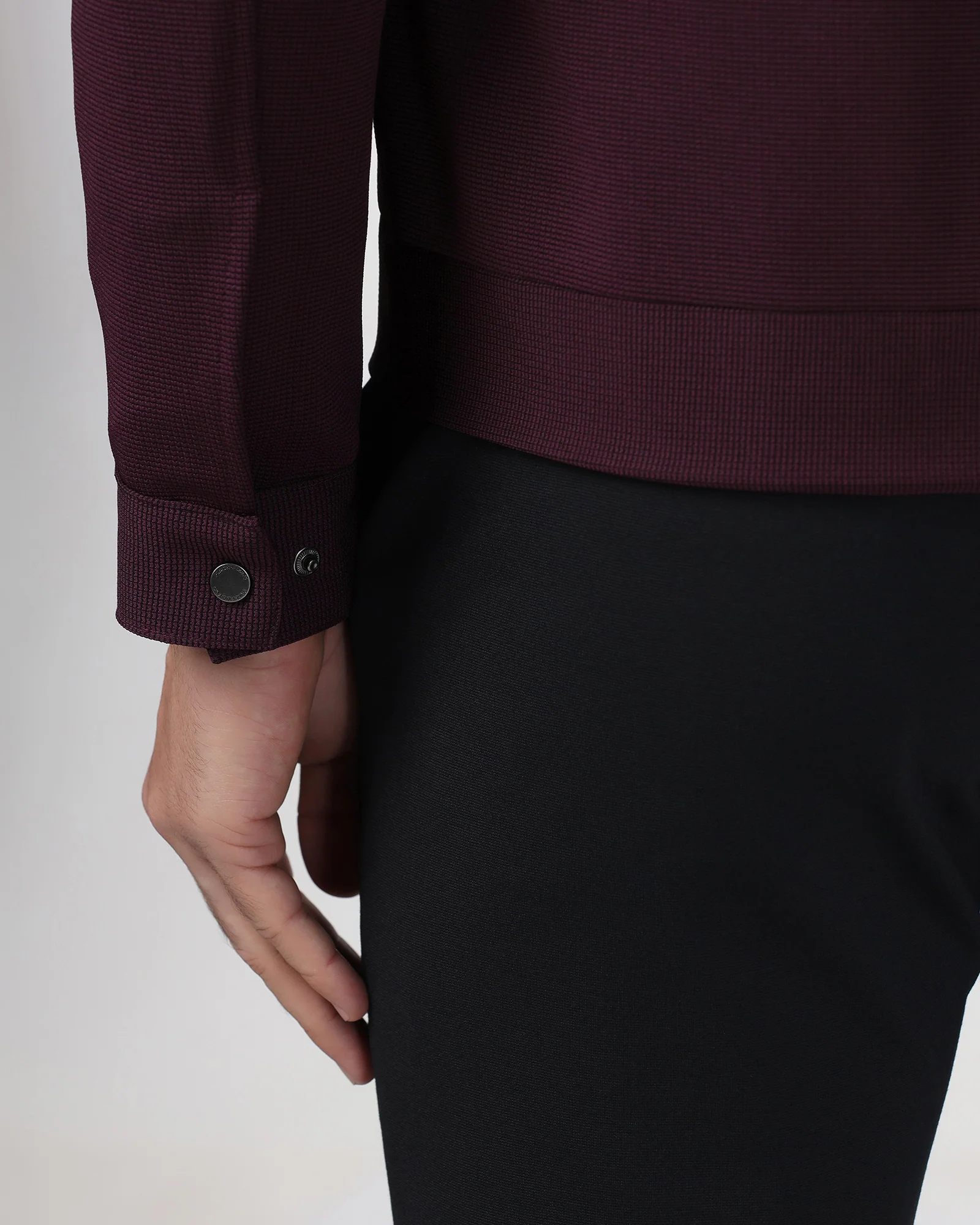 Maroon Textured Zipper Jacket - Joan - Image 5