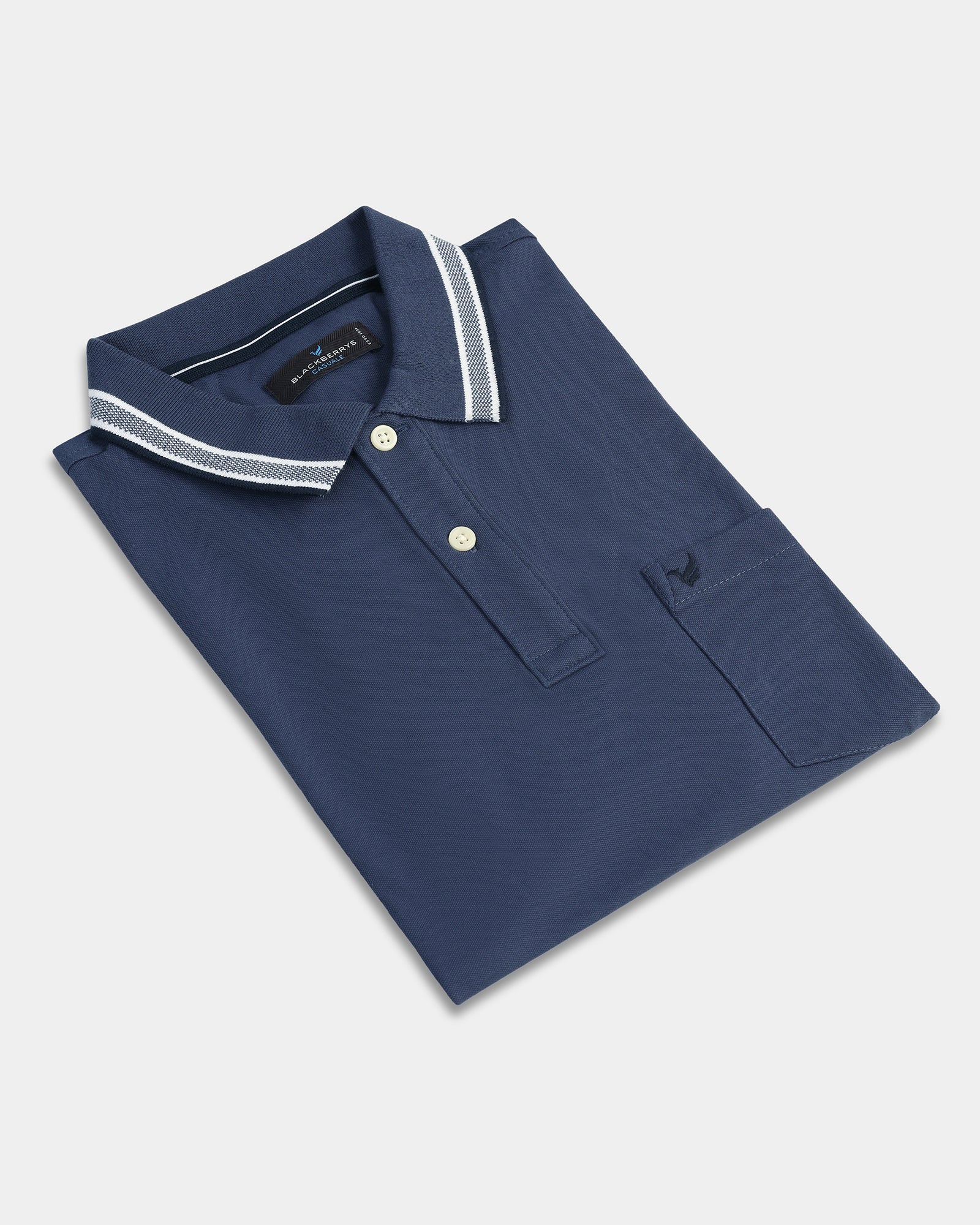 Mid Blue Solid Polo - Taurus - Image 5