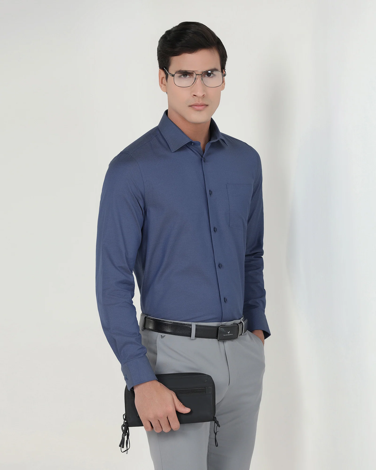 Mid Blue Textured Shirt - Magnus - Image 7