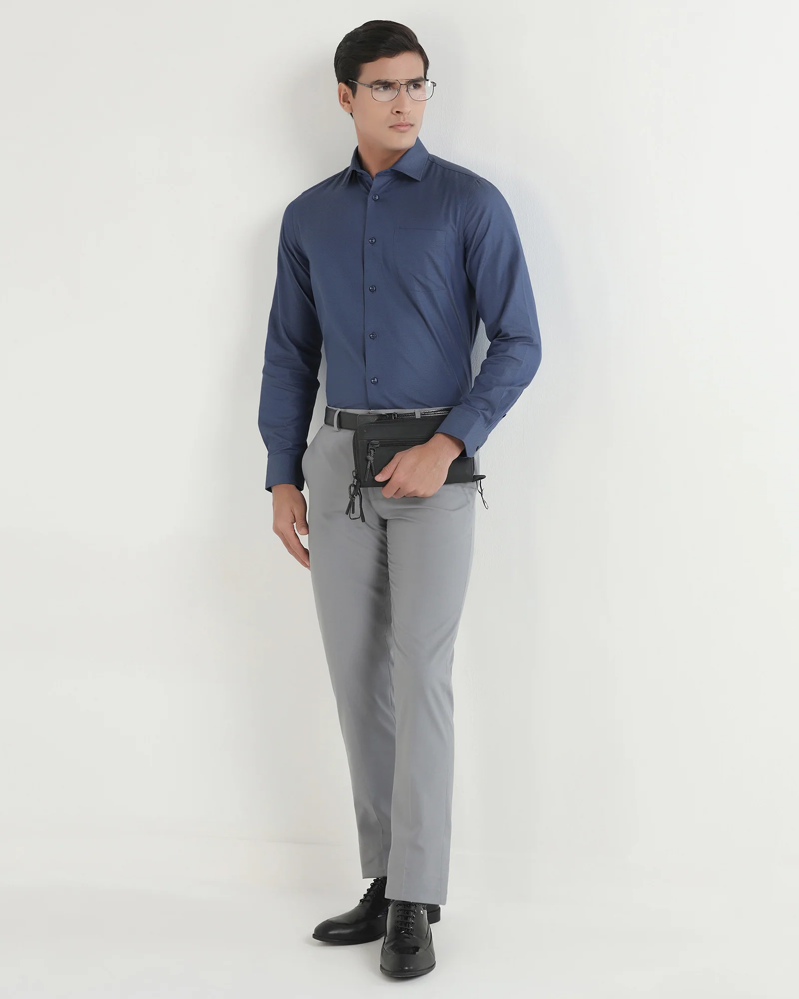 Mid Blue Textured Shirt - Magnus - Image 8