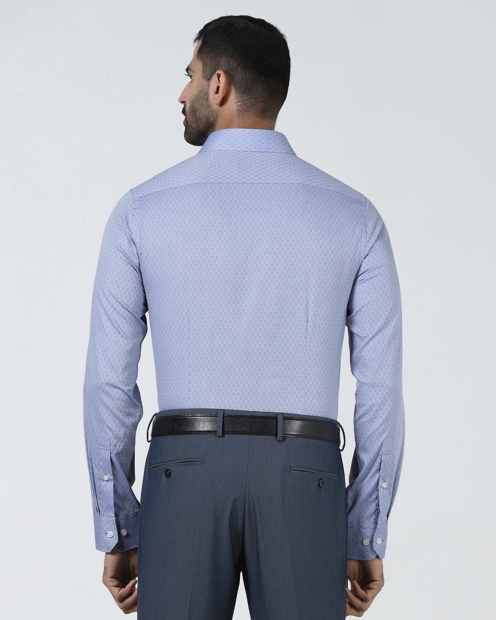 Mid Blue Textured Shirt - Seon - Image 2