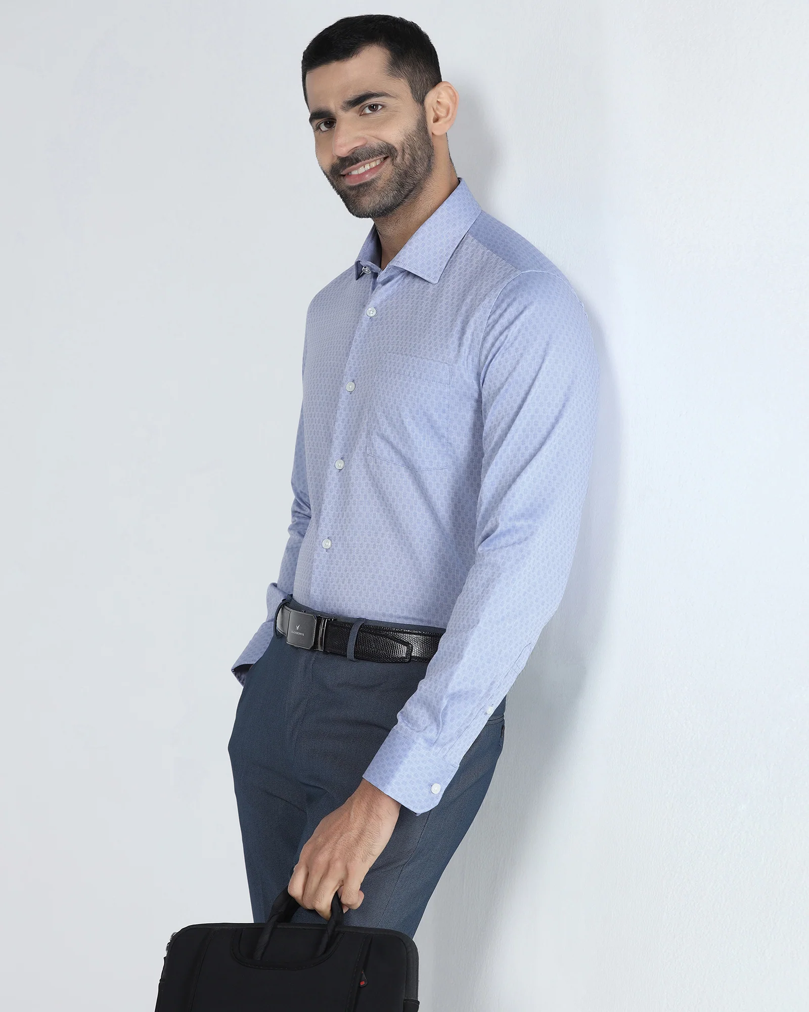 Mid Blue Textured Shirt - Seon - Image 7