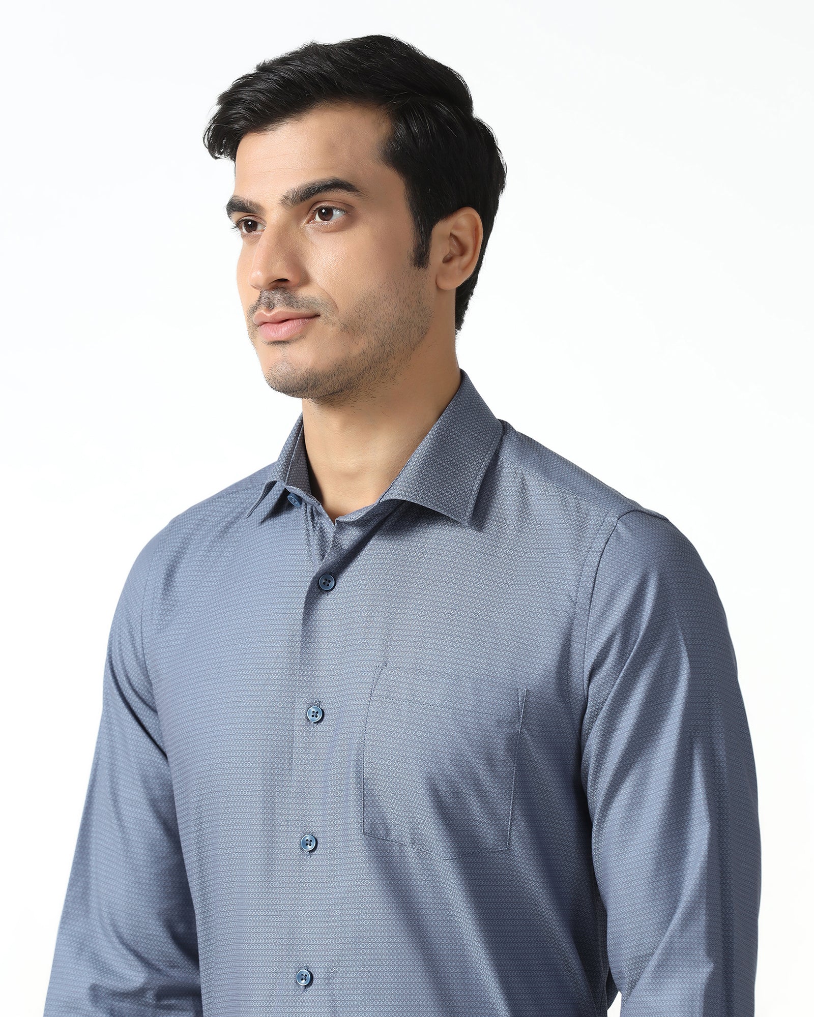 Mid Blue Textured Shirt - Zander - Image 4