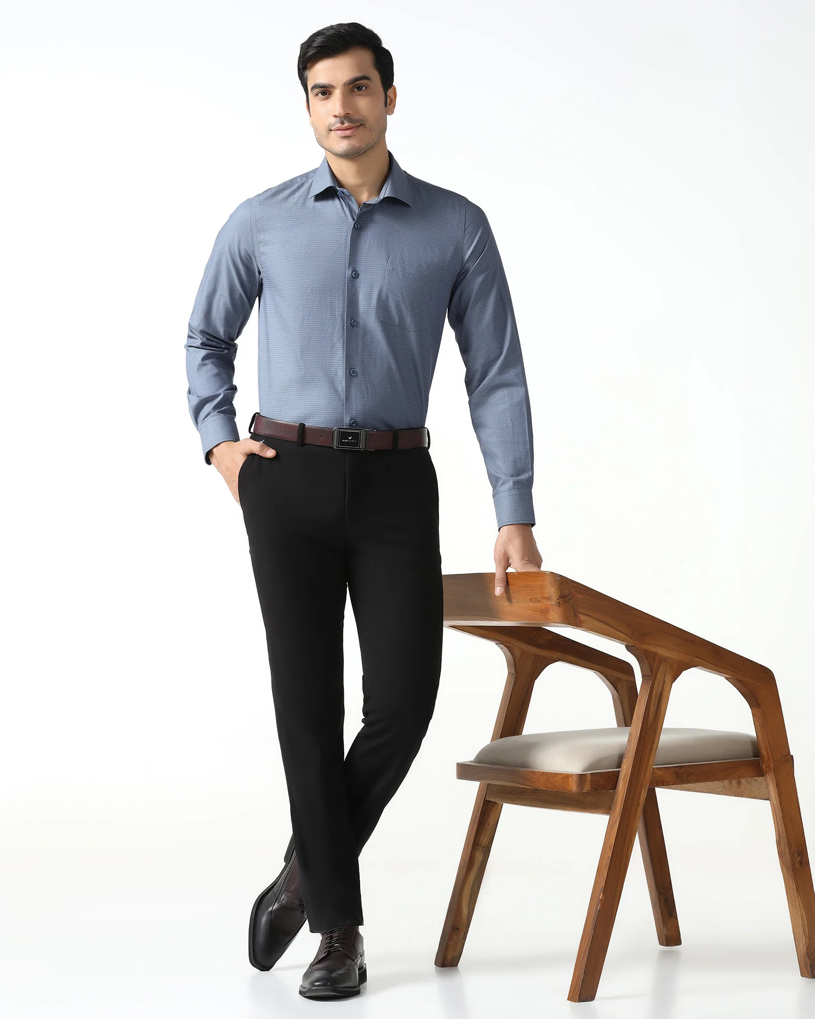 Mid Blue Textured Shirt - Zander - Image 8