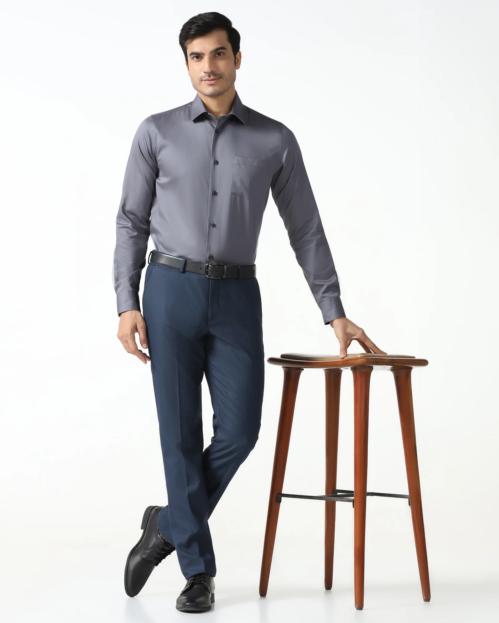 Mid Grey Non Iron Solid Shirt - Sylvia - Image 7