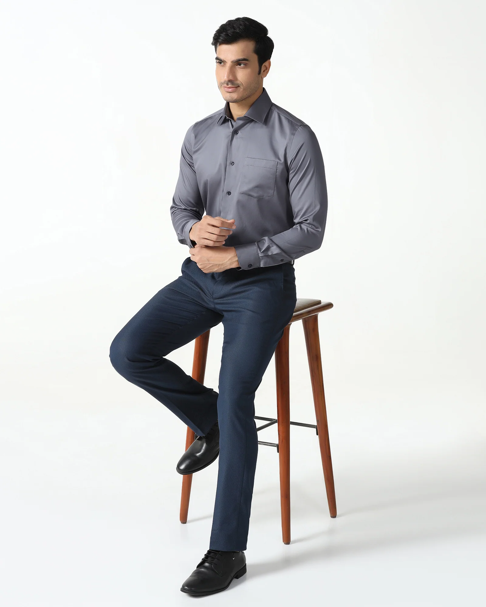 Mid Grey Non Iron Solid Shirt - Sylvia - Image 8